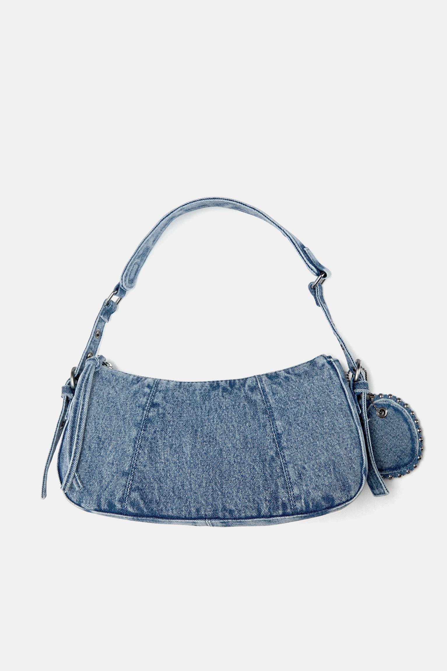 Embellished denim shoulder bag Product Image