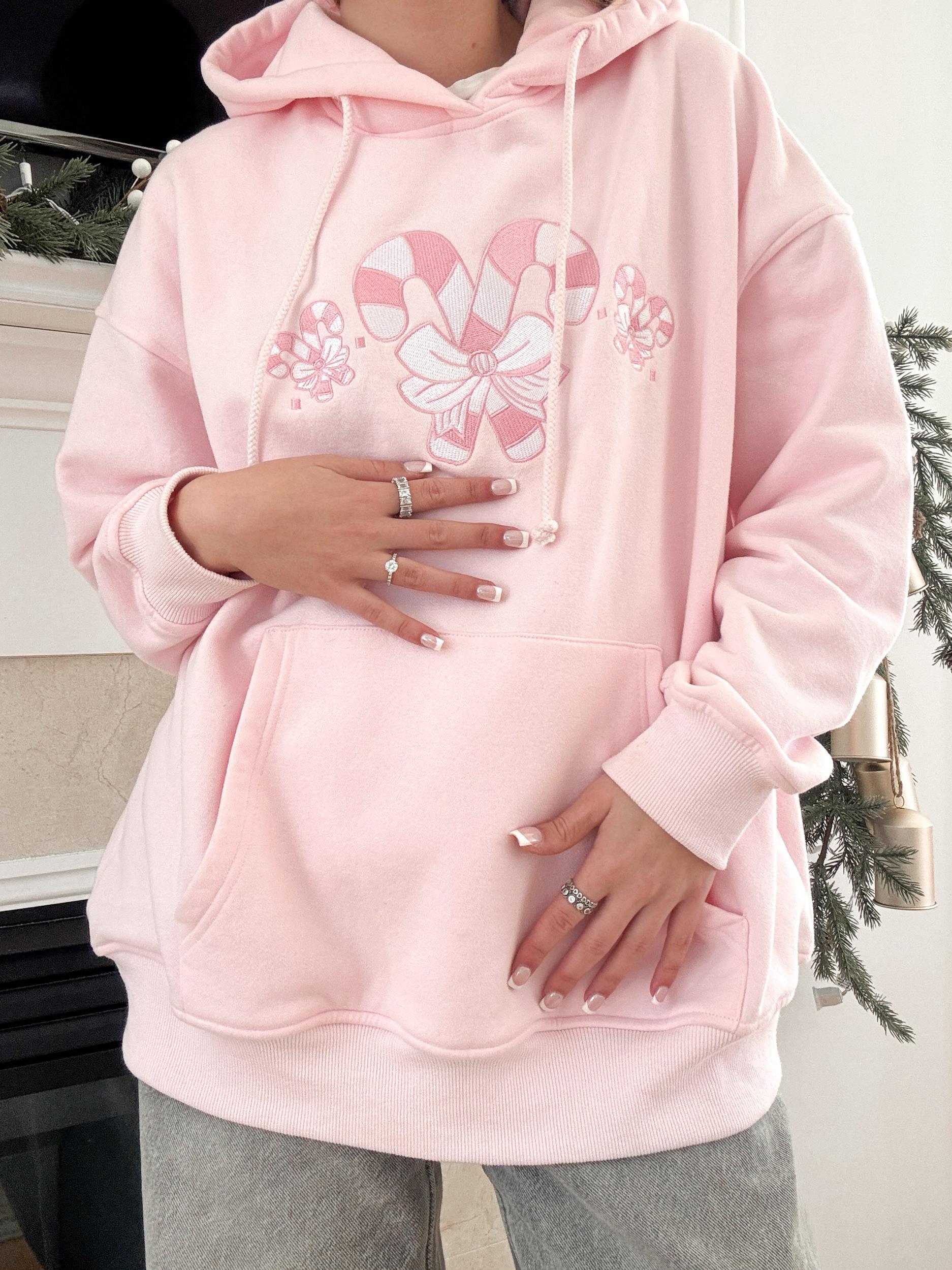 Light Pink Candy Cane Wonderland Hoodie Product Image