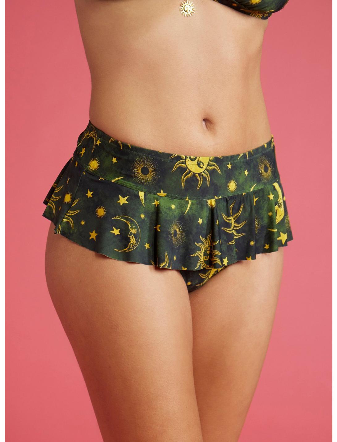 Green & Yellow Celestial Skirted Swim Bottoms Product Image