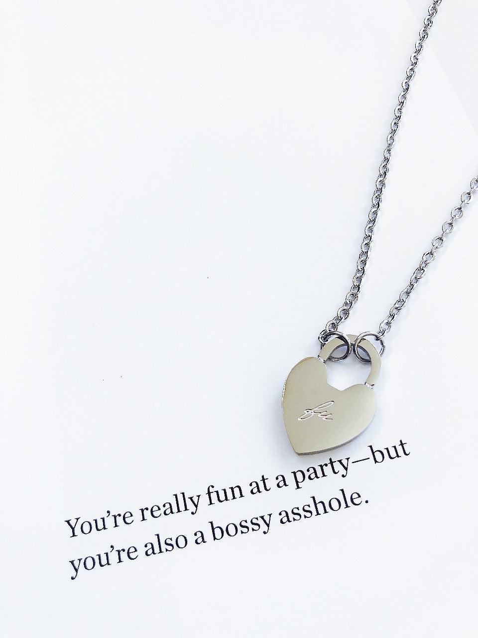 FU Heart Padlock Pendant Necklace Product Image