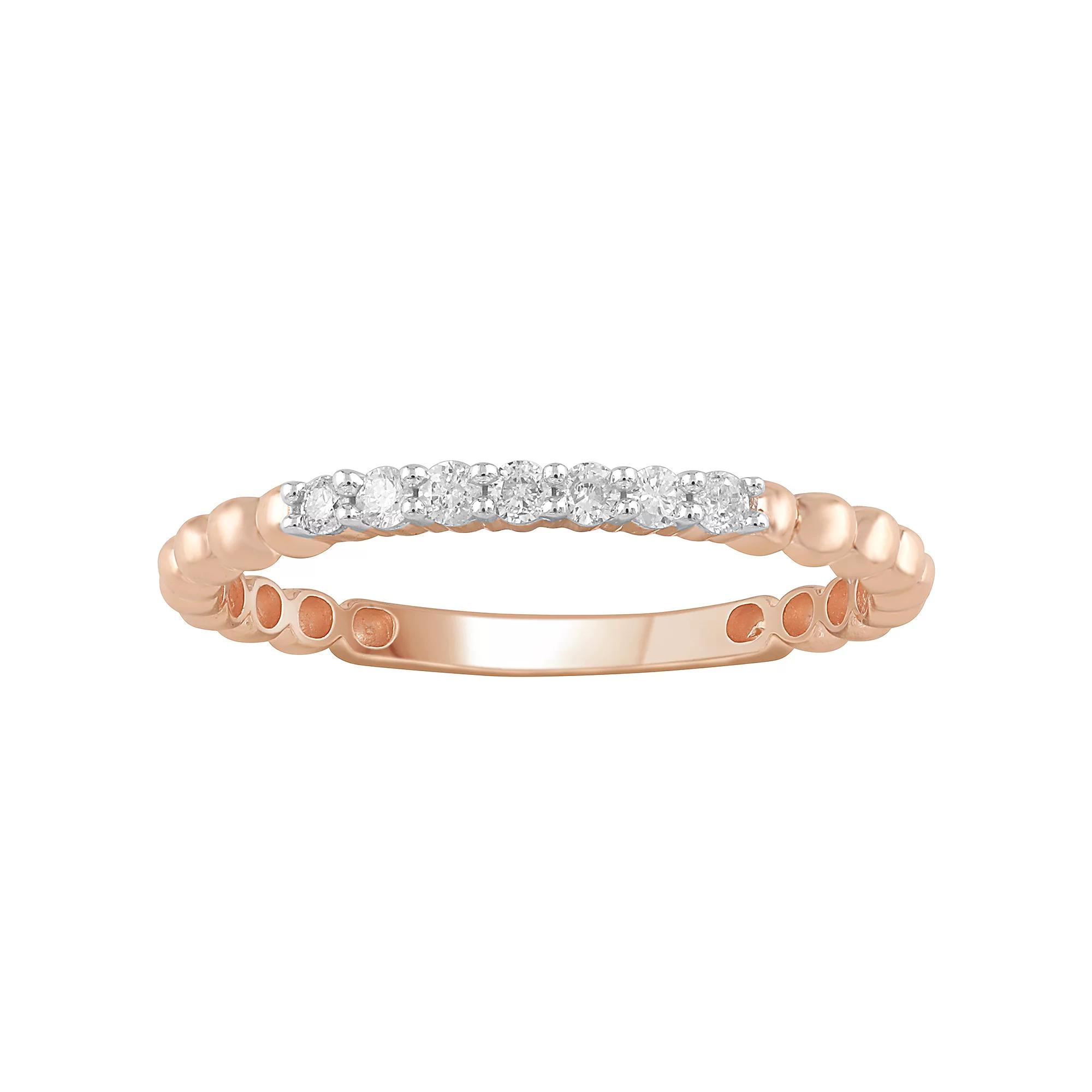 10k Gold 1/8 Carat T.W. Diamond Stackable Band Ring, Women's, Pink Product Image