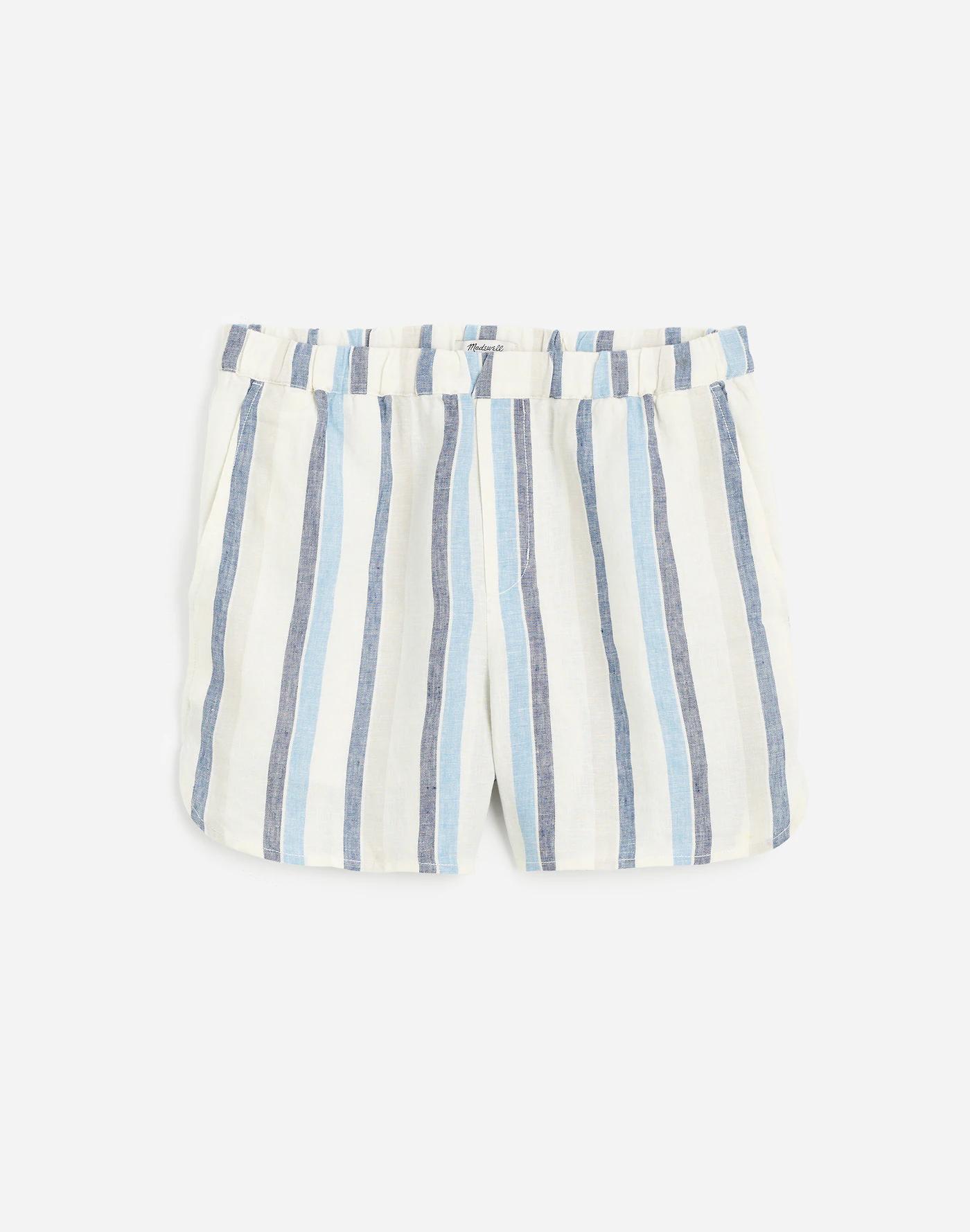 Curved Hem Pull-On Shorts in 100% Linen Product Image