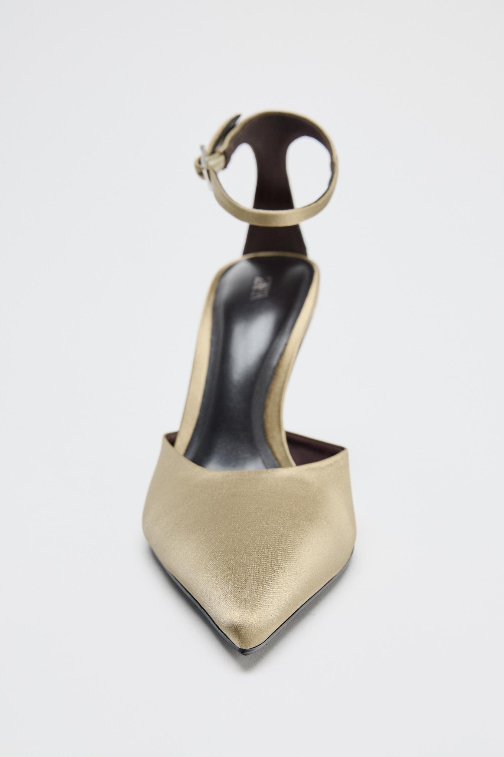 SATIN ANKLE STRAP HEELS Product Image