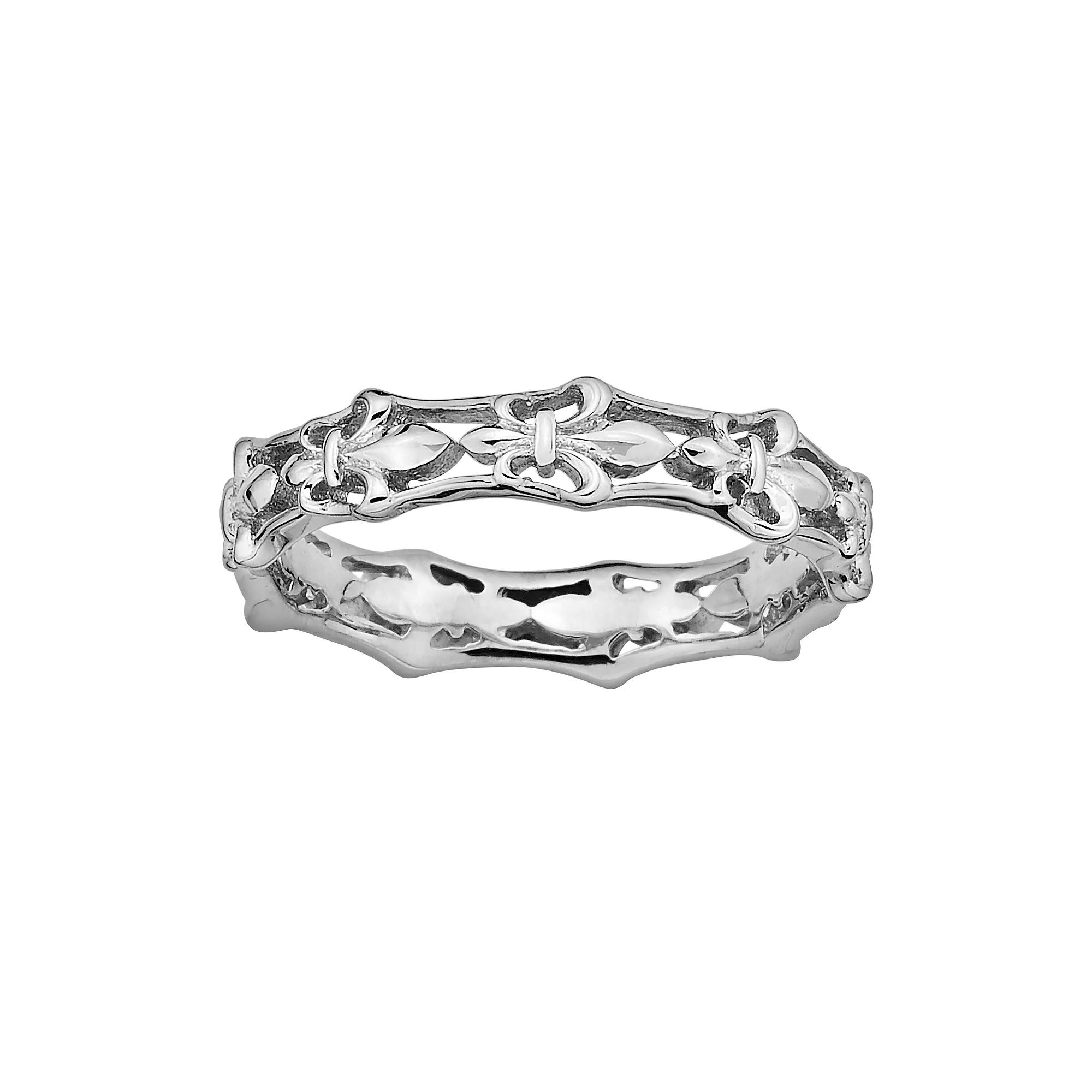 Stacks & Stones Sterling Silver Fleur-de-Lis Stack Ring, Womens Product Image