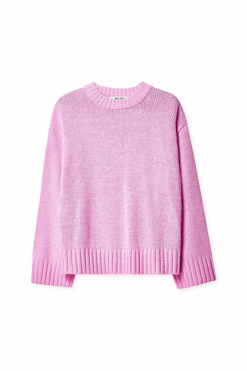Round Neck Knitted Sweater Blue Product Image