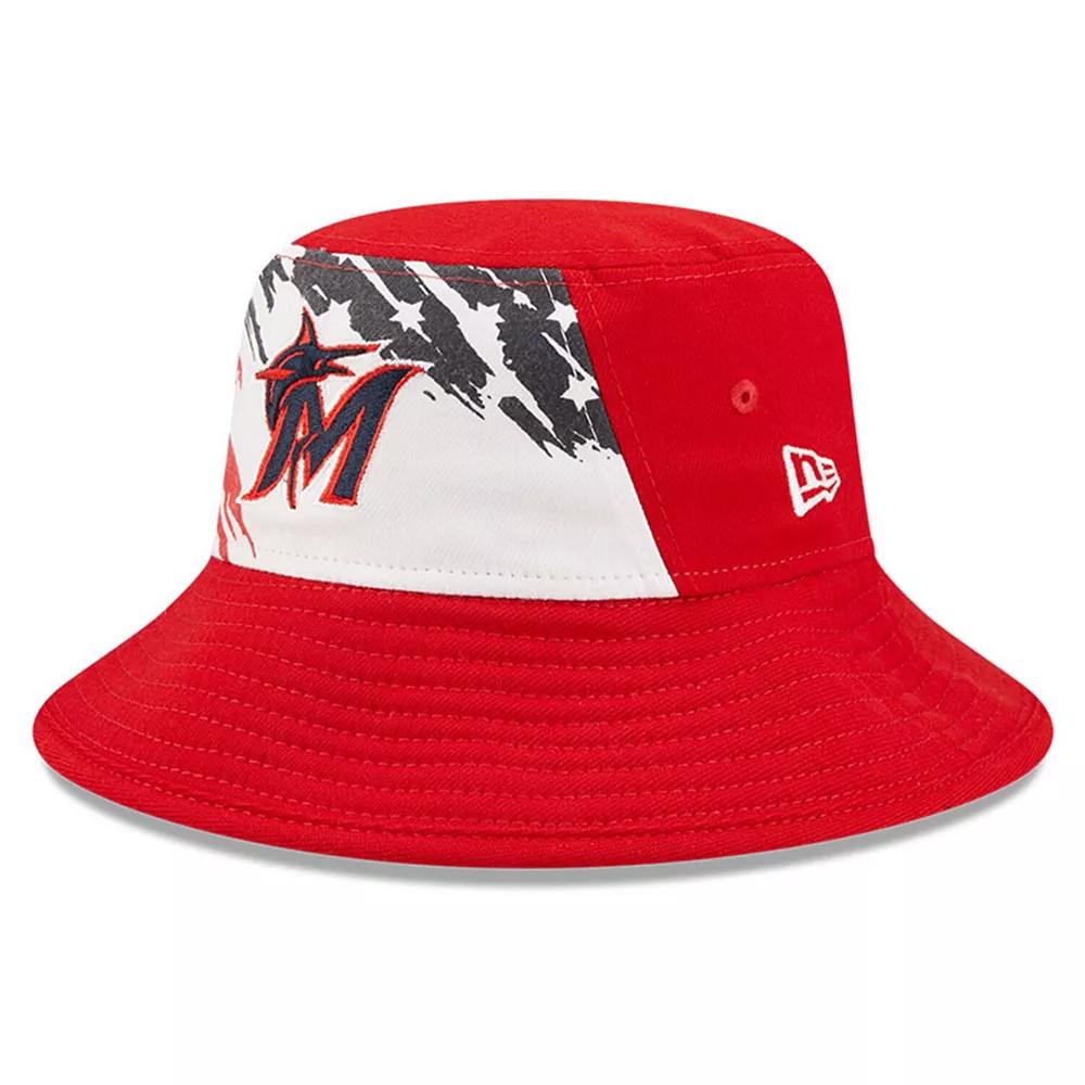 Men's New Era Red Miami Marlins 2022 4th of July Bucket Hat Product Image