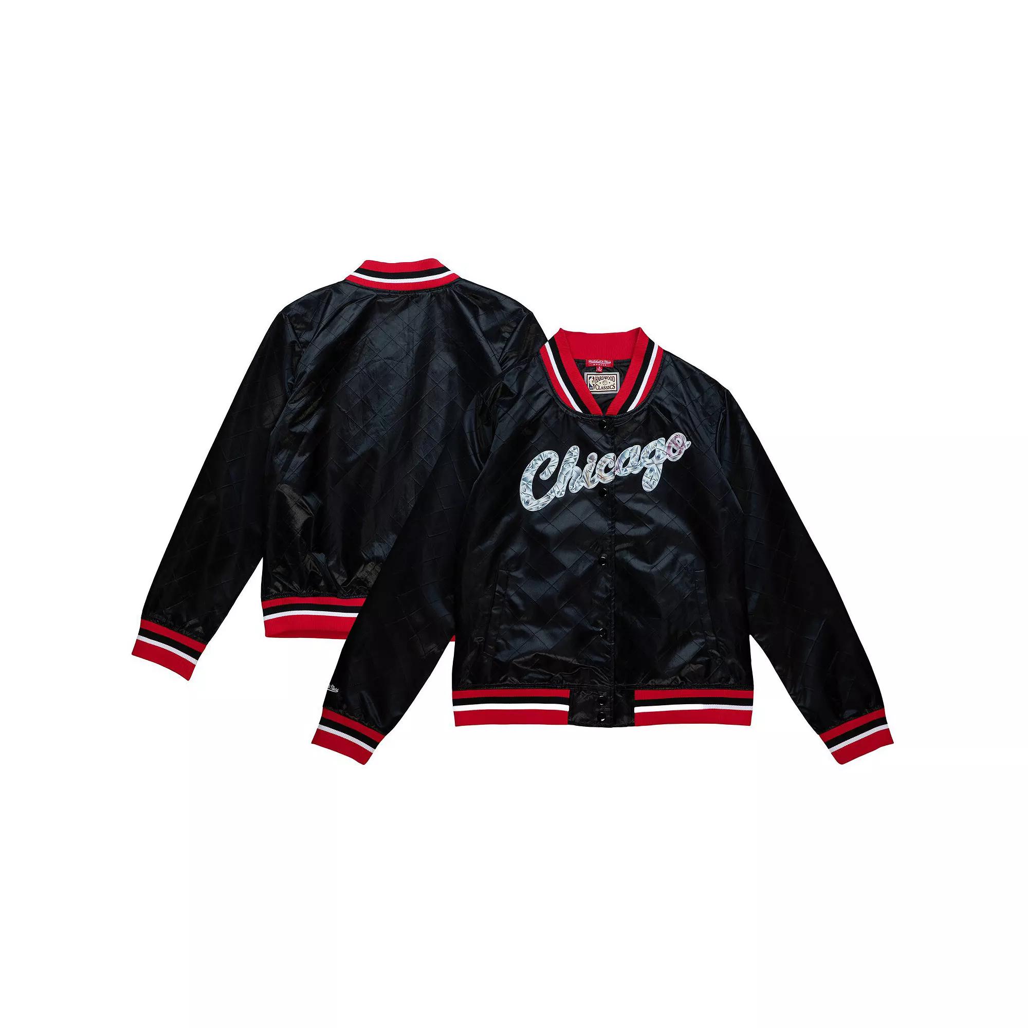 Women's Mitchell & Ness  Black Chicago Bulls Hardwood Classics 75th Anniversary Full-Snap Jacket, Size: 2XL Product Image