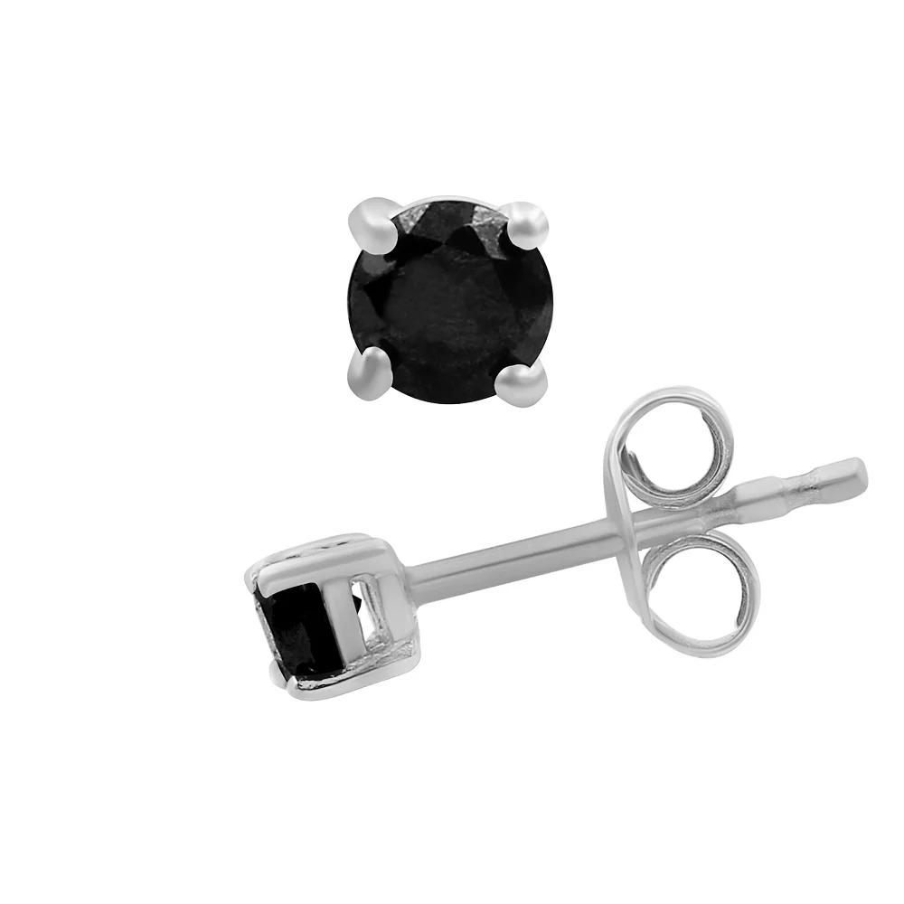 Jewelexcess Sterling Silver 1/2 Carat T.W. Black Diamond Solitaire Earrings, Women's Product Image