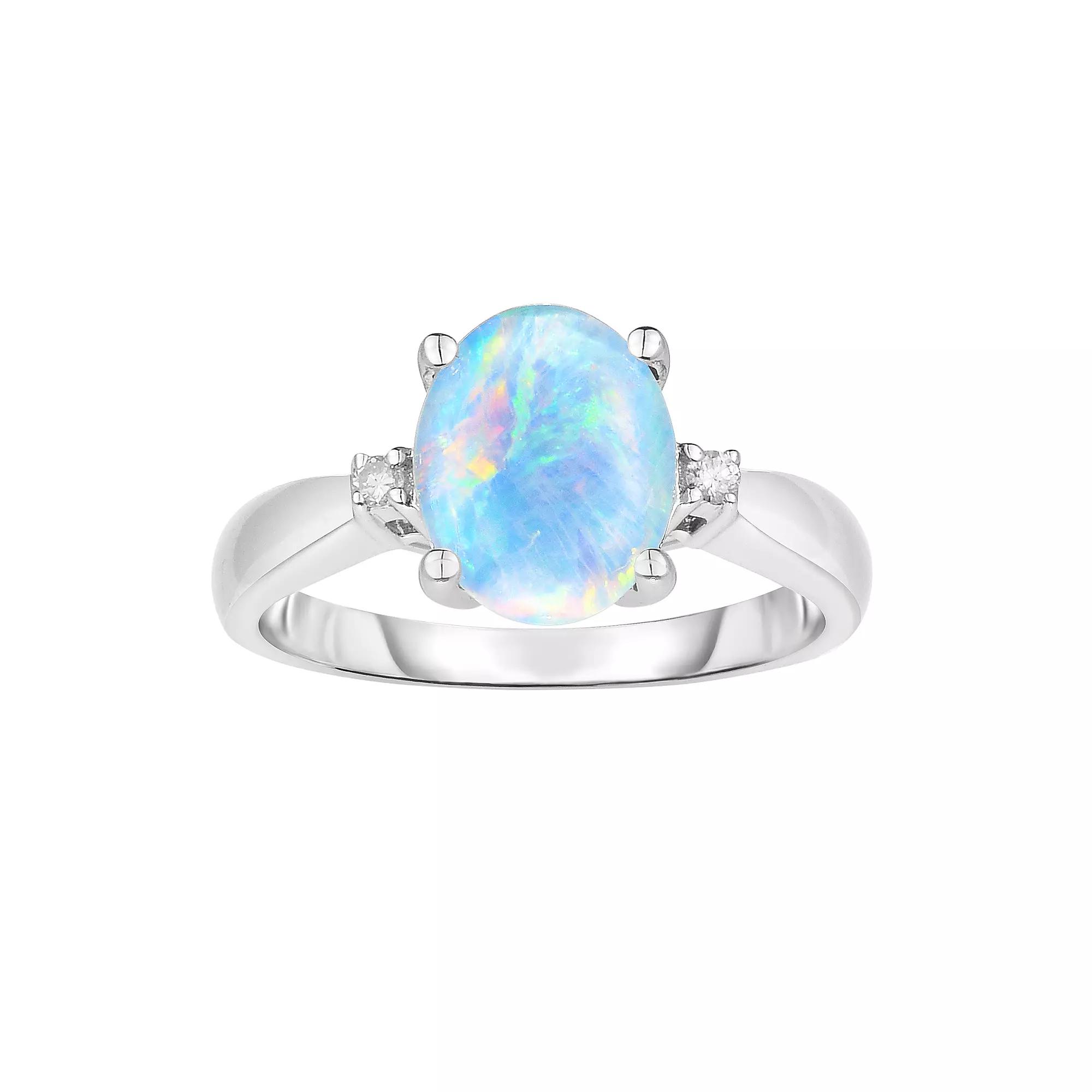Sterling Silver Opal Triplet & Diamond Accent Ring, Women's, Size: 7 Product Image