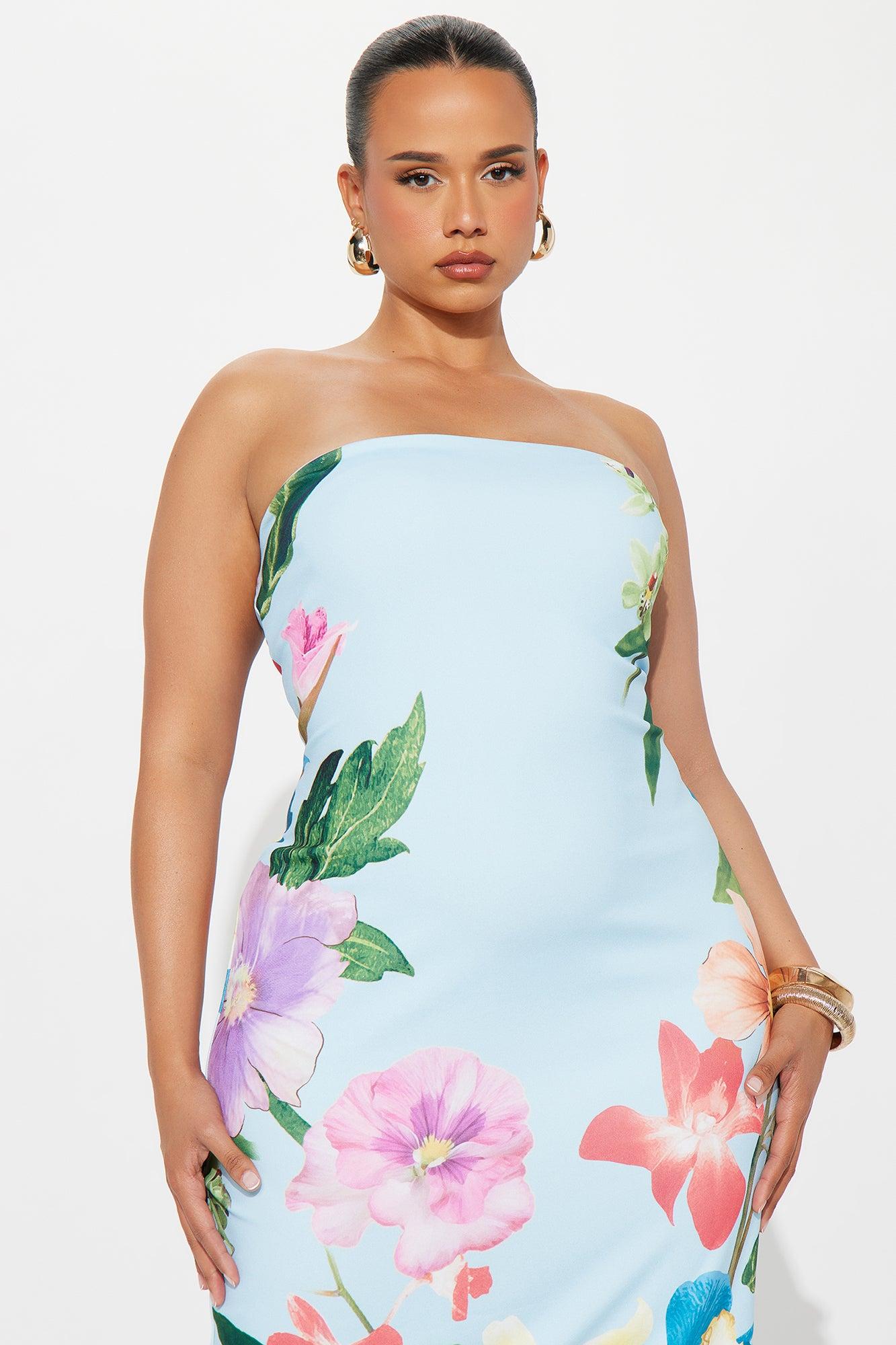 Pretty Petals Tube Maxi Dress - Blue/combo Female Product Image