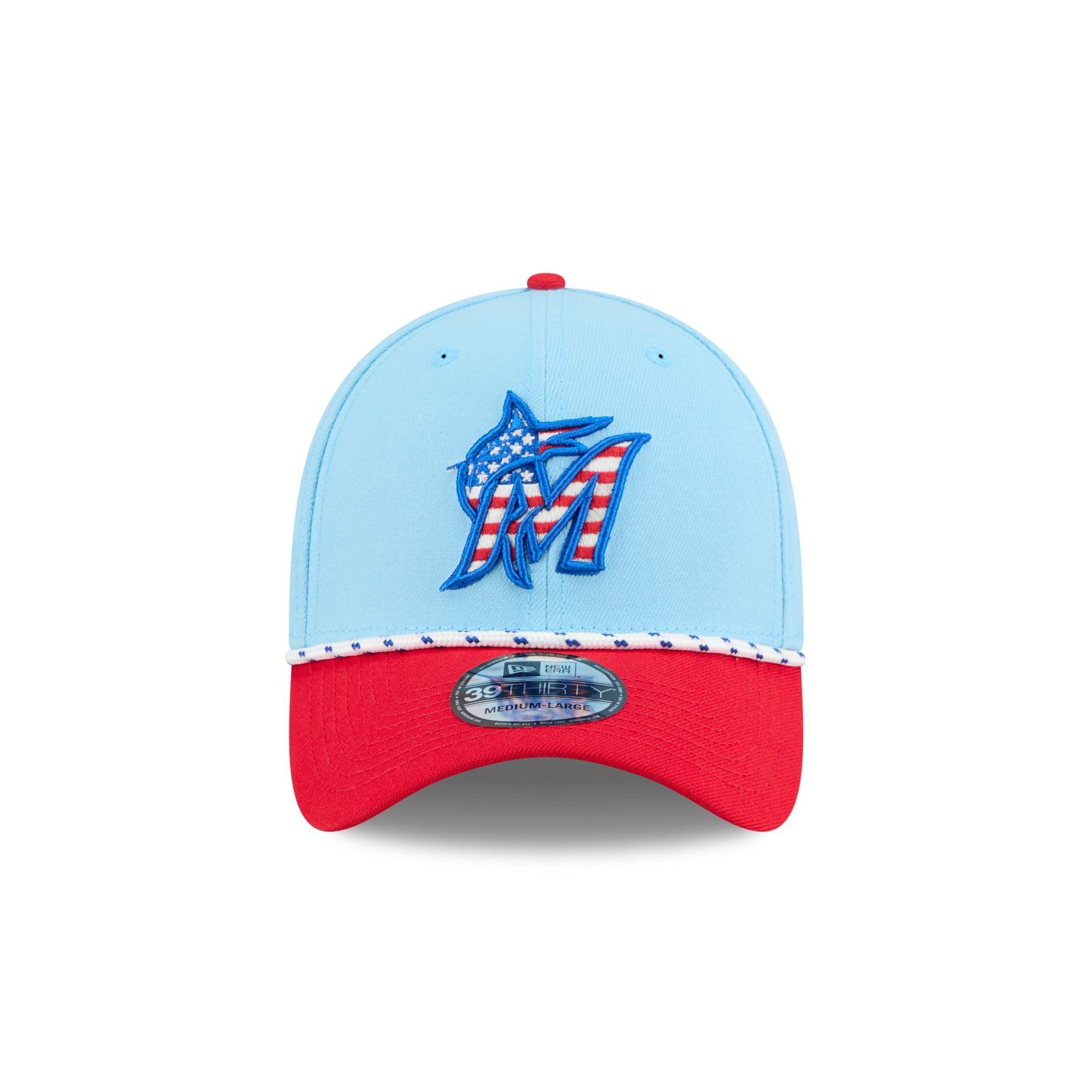 Miami Marlins Independence Day 2025 39THIRTY Stretch Fit Hat Male Product Image
