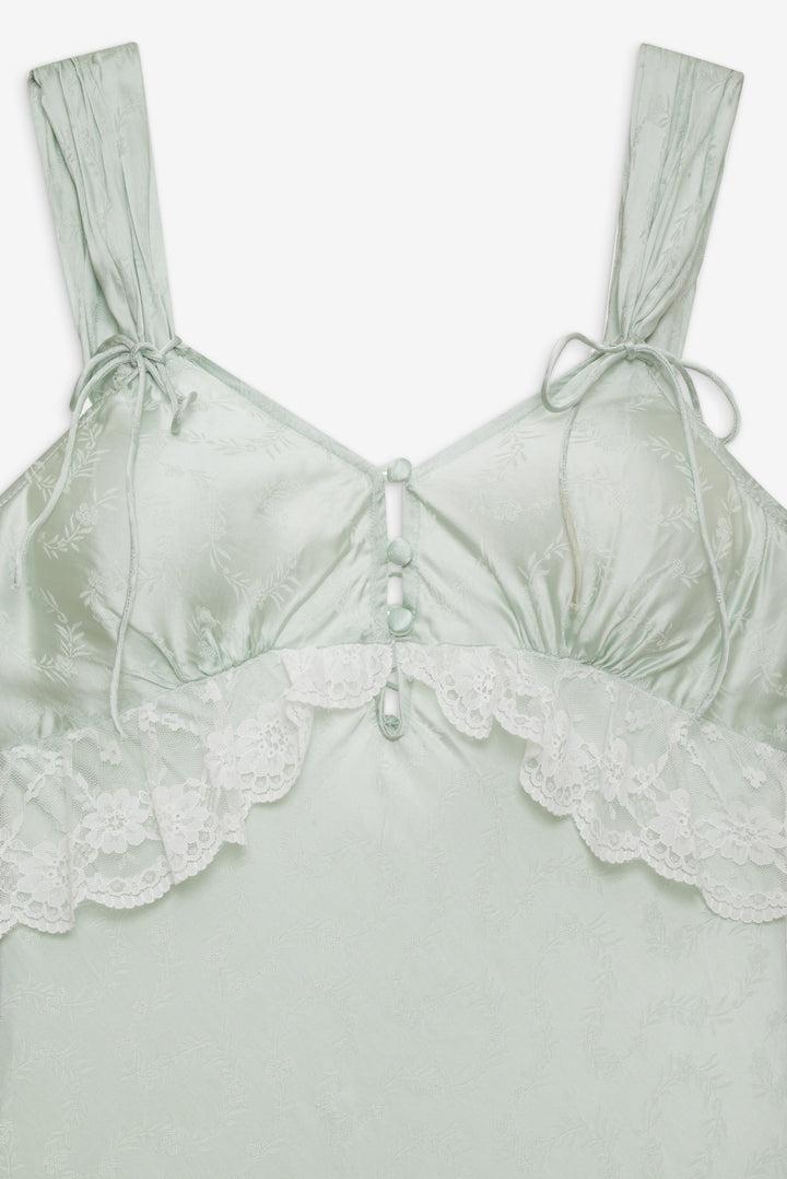 Mint Twist Jacquard Midi Slip Dress — Mint Product Image