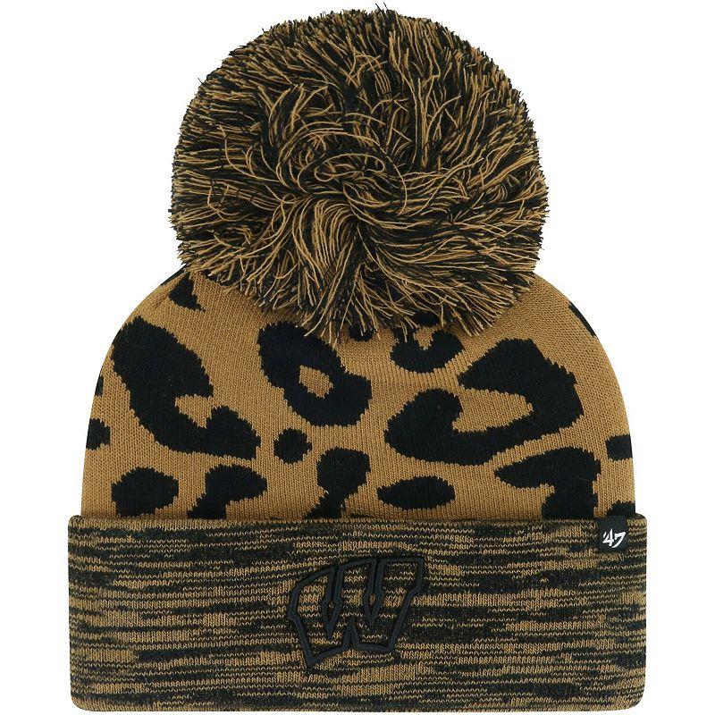 Women's '47  Brown Wisconsin Badgers Rosette Cuffed Knit Hat with Pom Product Image
