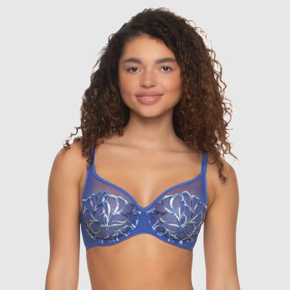 Paramour Women's Lotus Unlined Embroidered Bra - Dazzling Blue 42C Product Image