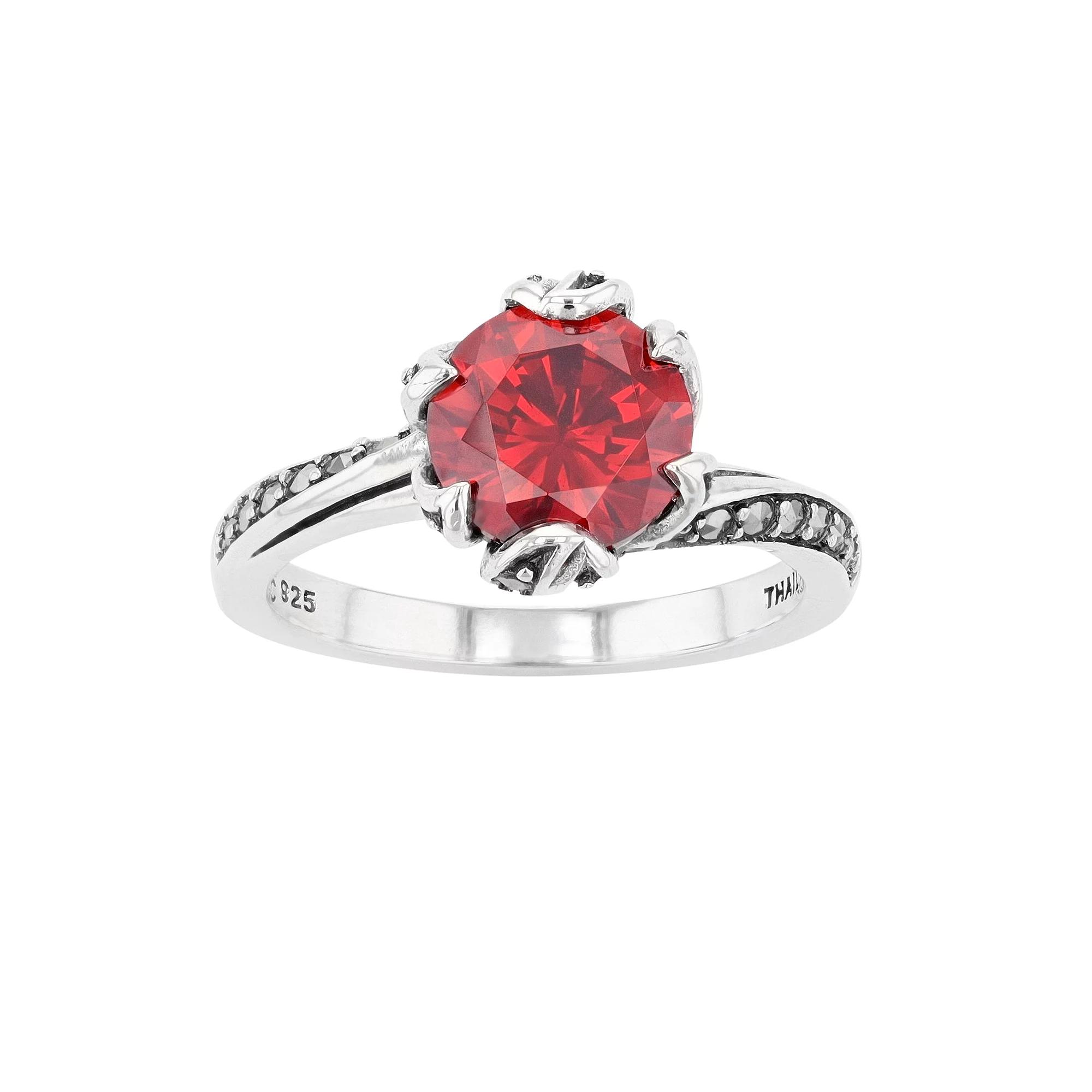 Lavish by TJM Sterling Silver Garnet Cubic Zirconia & Marcasite Ring, Women's, Size: 7 Product Image