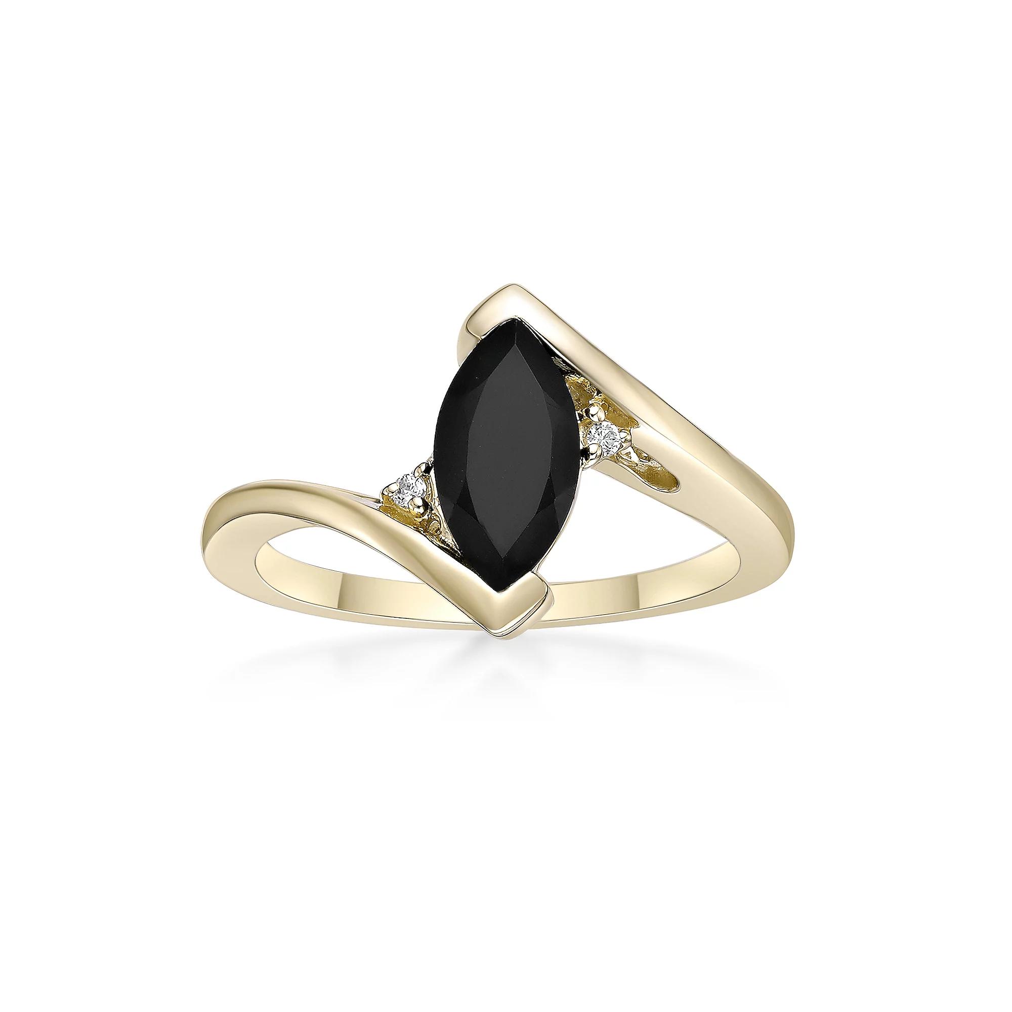 Gemminded 10k Gold Onyx & Diamond Accent Ring, Women's, Size: 5 Product Image