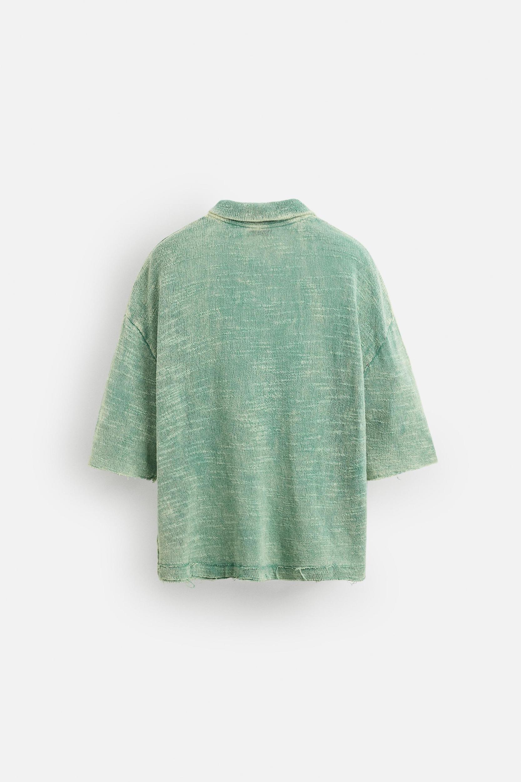 WASHED KNIT POLO SHIRT Product Image