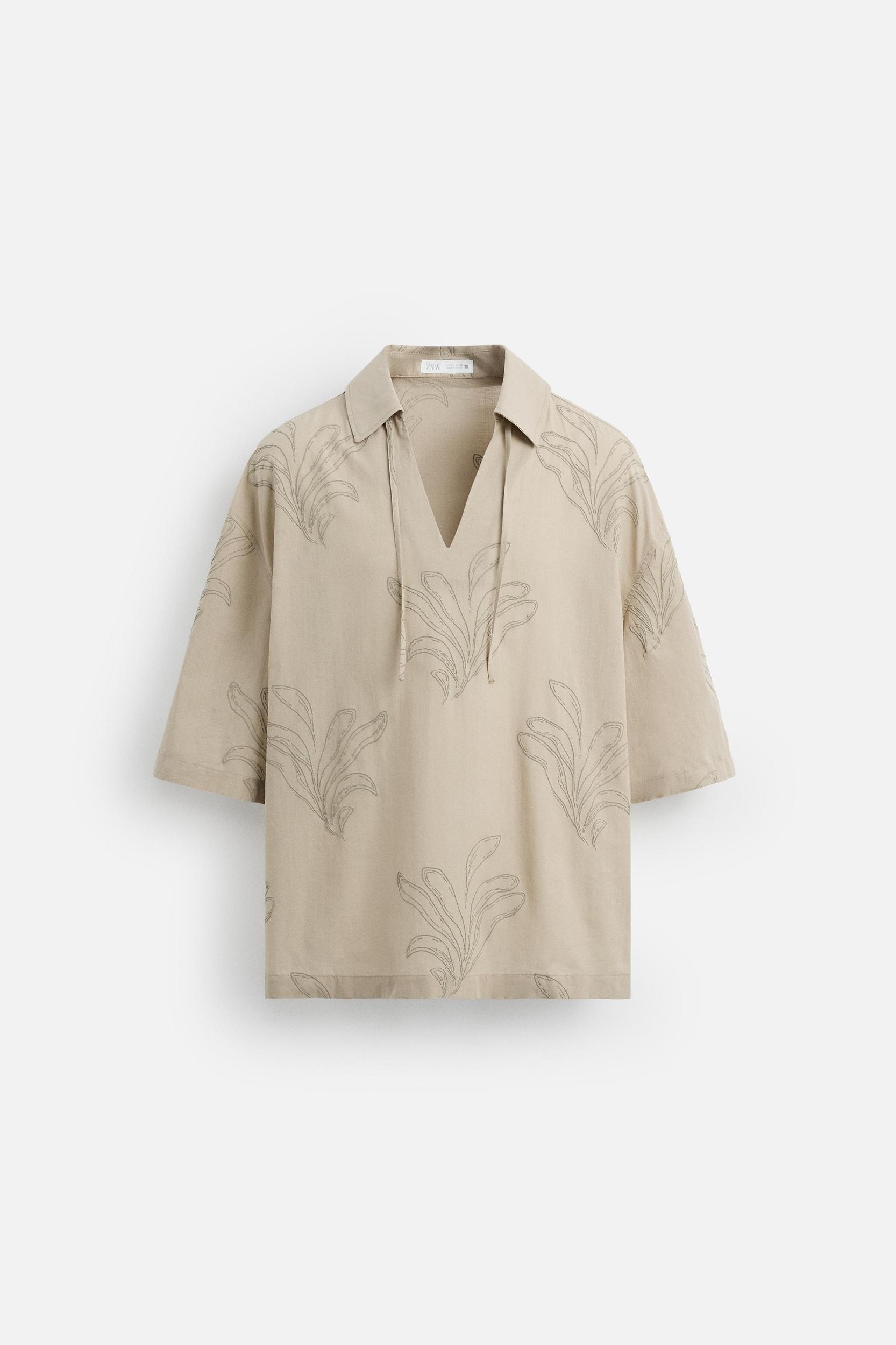 LEAF EMBROIDERED SHIRT Product Image