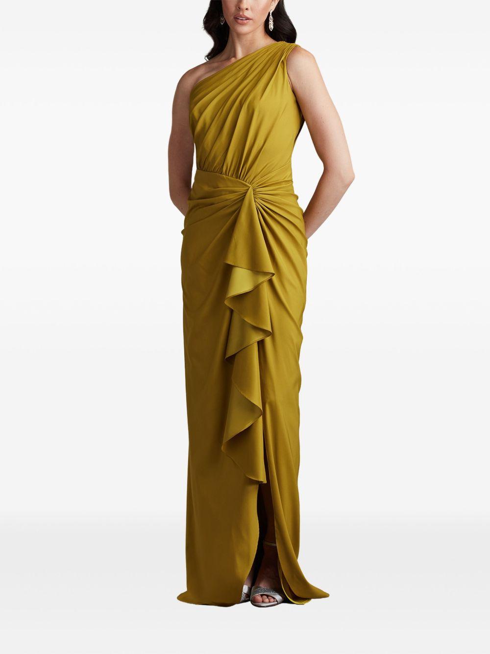 one-shoulder ruffled evening dress Product Image