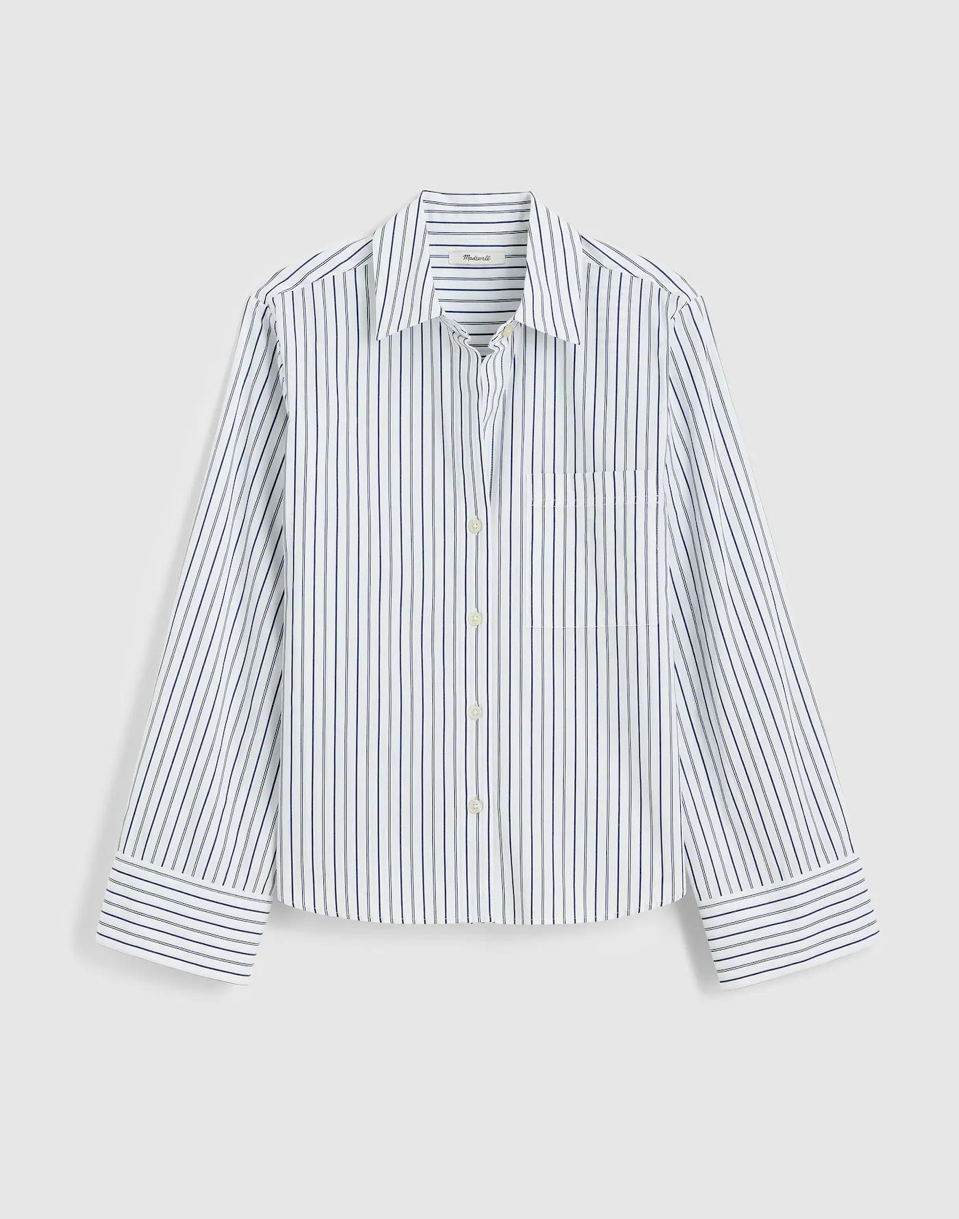 Poplin Easy Y-Neck Button-Up Shirt Product Image