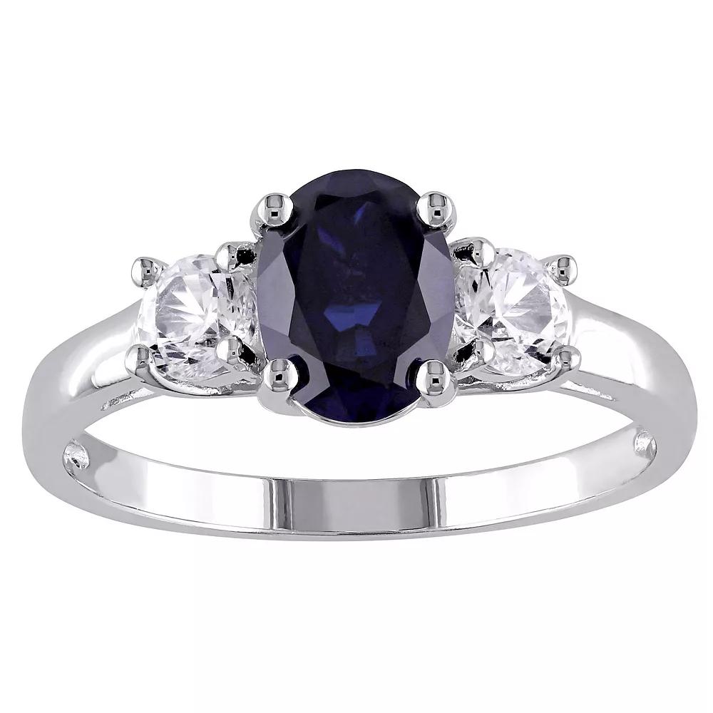 Stella Grace Sterling Silver Lab-Created Blue & White Sapphire 3-Stone Ring, Women's, Size: 7 Product Image
