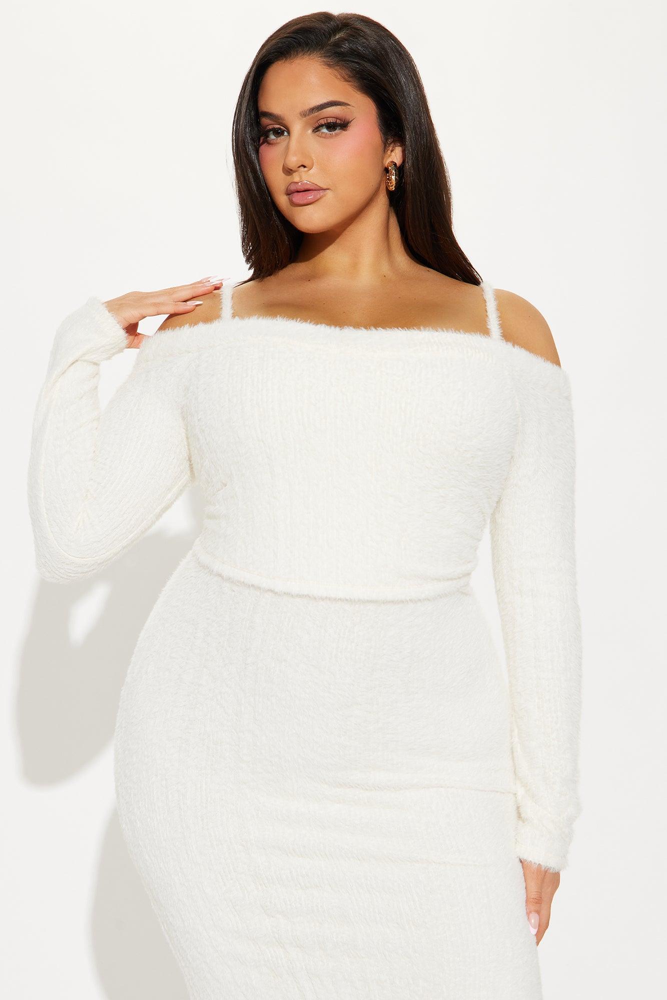 Fuzzy Feels Maxi Dress Set - Cream Product Image