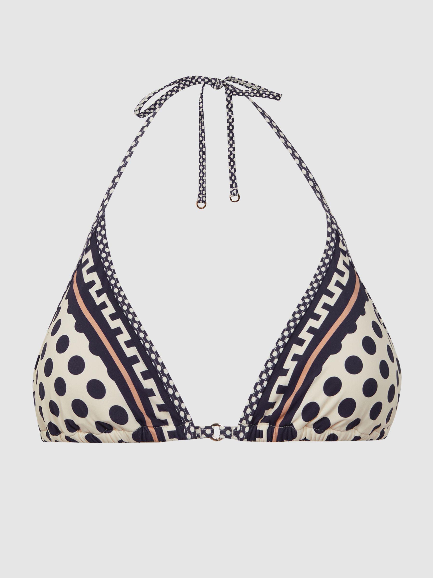 Polka Dot Self-Tie Bikini Bottoms in Navy/White Product Image