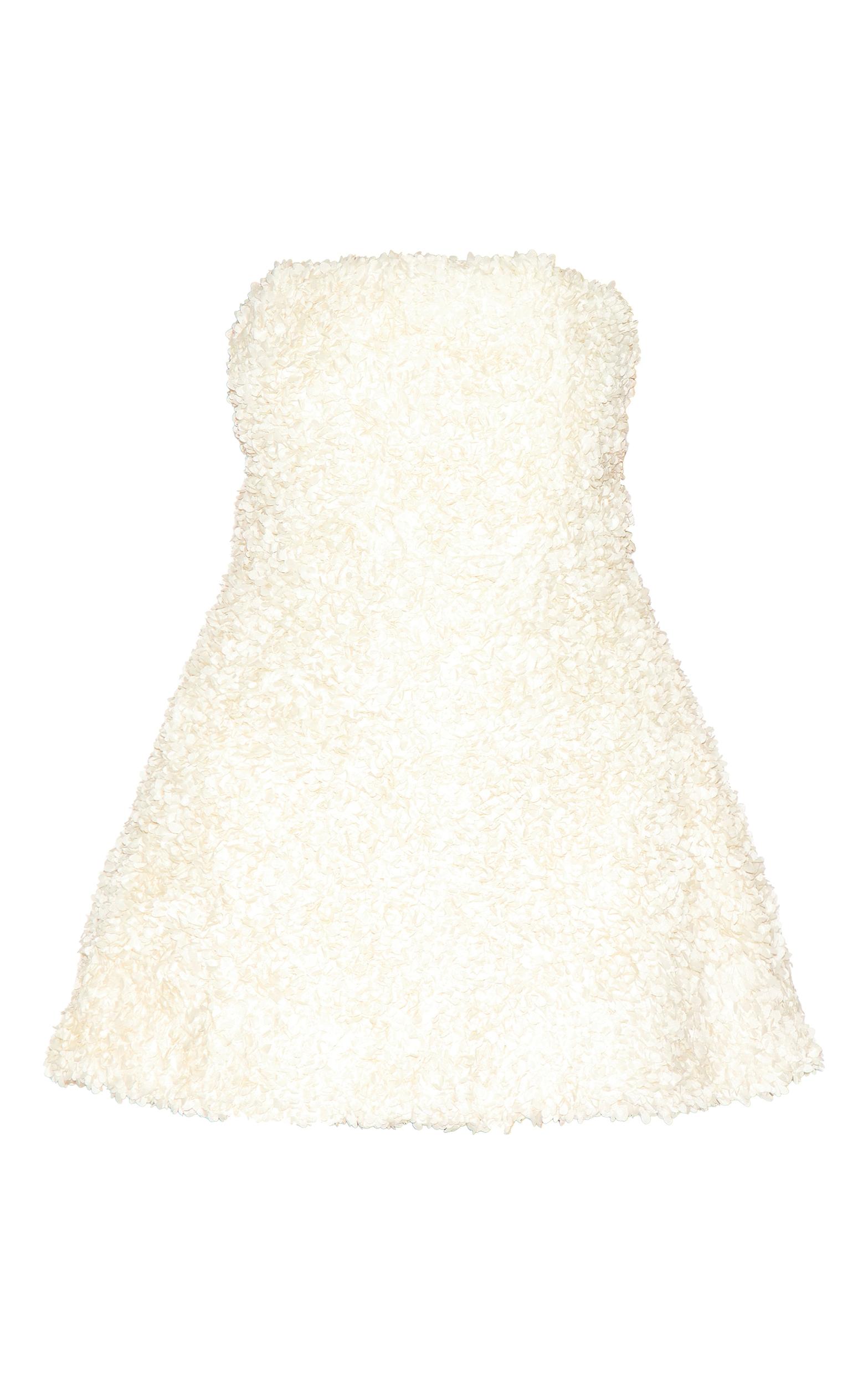 Plus Cream Floral Textured Bandeau Mini Dress Product Image