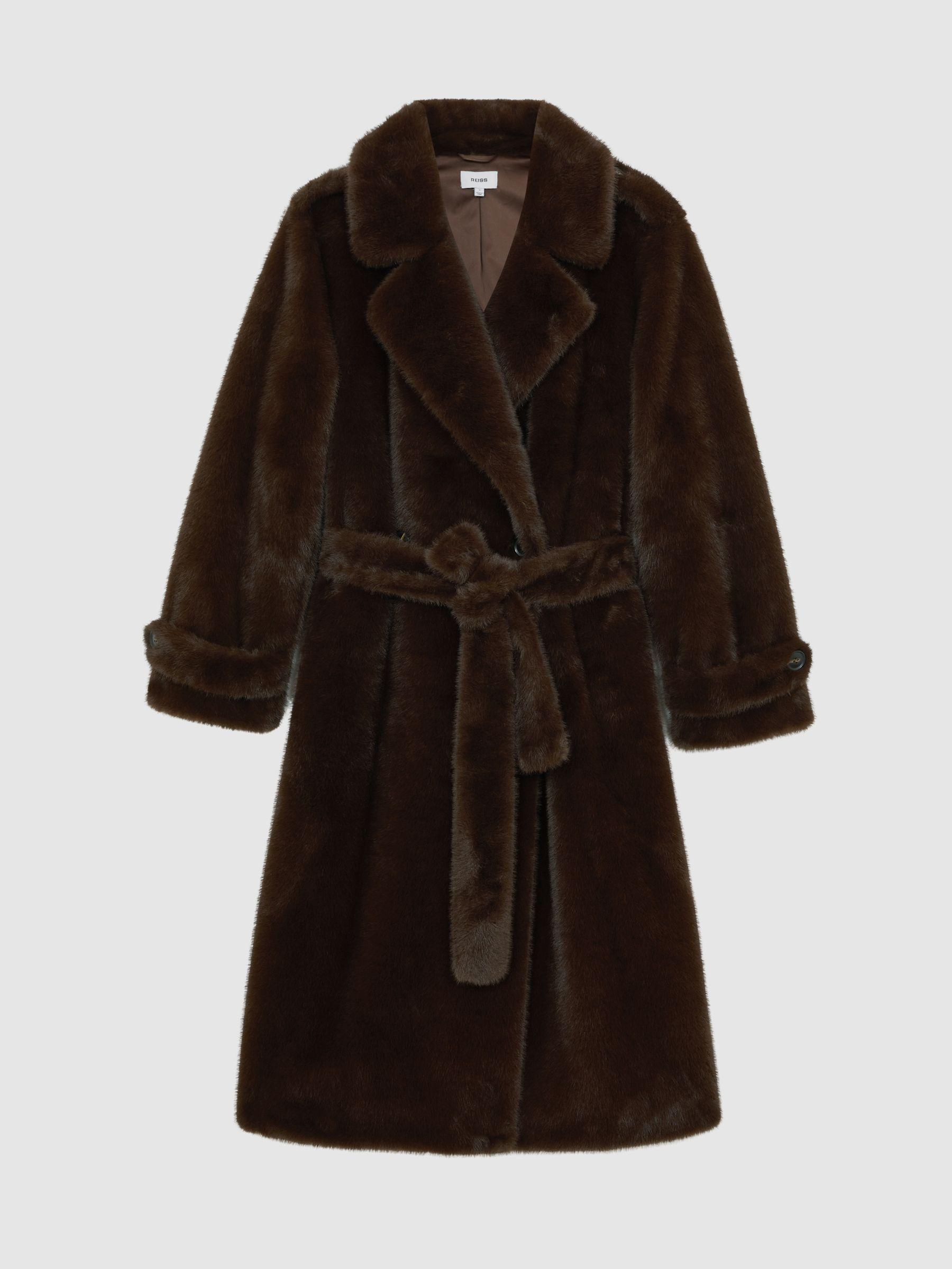 Petite Double-Breasted Blindseam Coat Wool-Blend in Burgundy Product Image