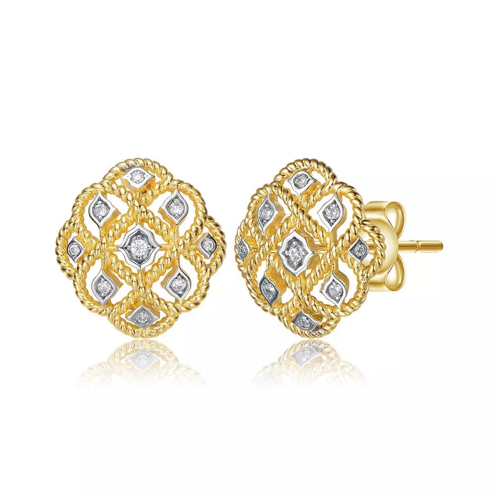 14k Gold Plated Cubic Zirconia Stud Earrings, Womens, Gold Tone Product Image