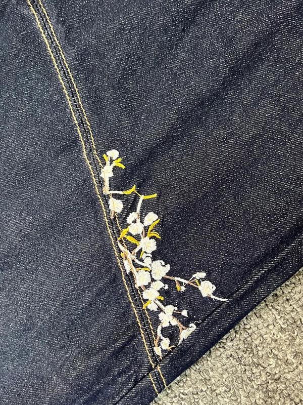 Flower Embroidery Boyfriend Jeans Product Image