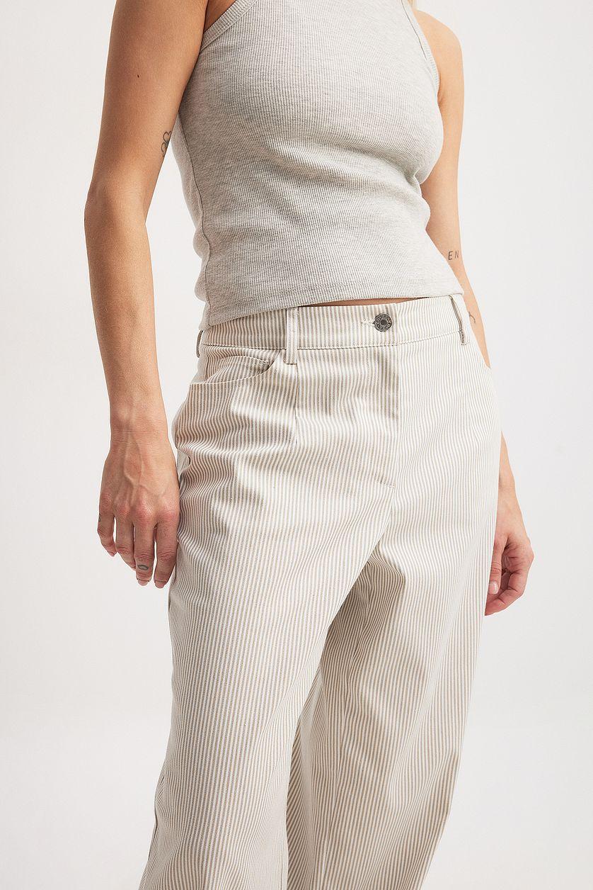 Heavy Mid Waist Stirped Pants Product Image