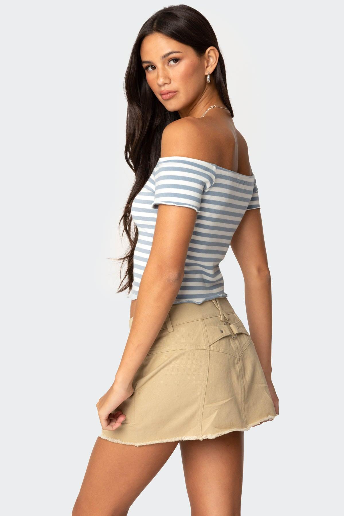 Shara Striped Off Shoulder Top Product Image