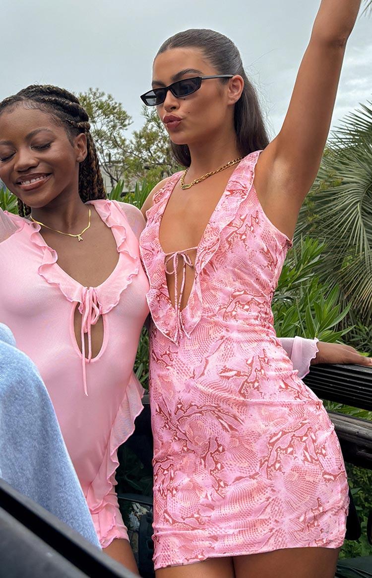 Bright Lights Pink Swirl Snake Print Mini Dress Baby Product Image