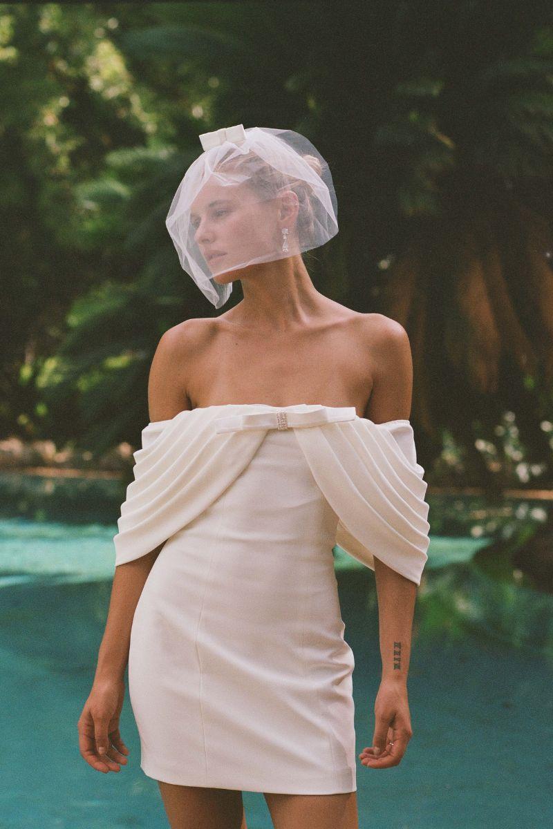 Kate Bow Dress (White) Product Image