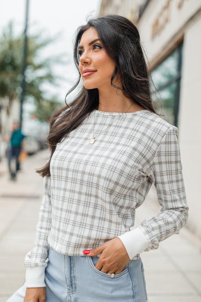 Layers Of Love In Plaid To Be Here Waffle Layering Top FINAL SALE Product Image