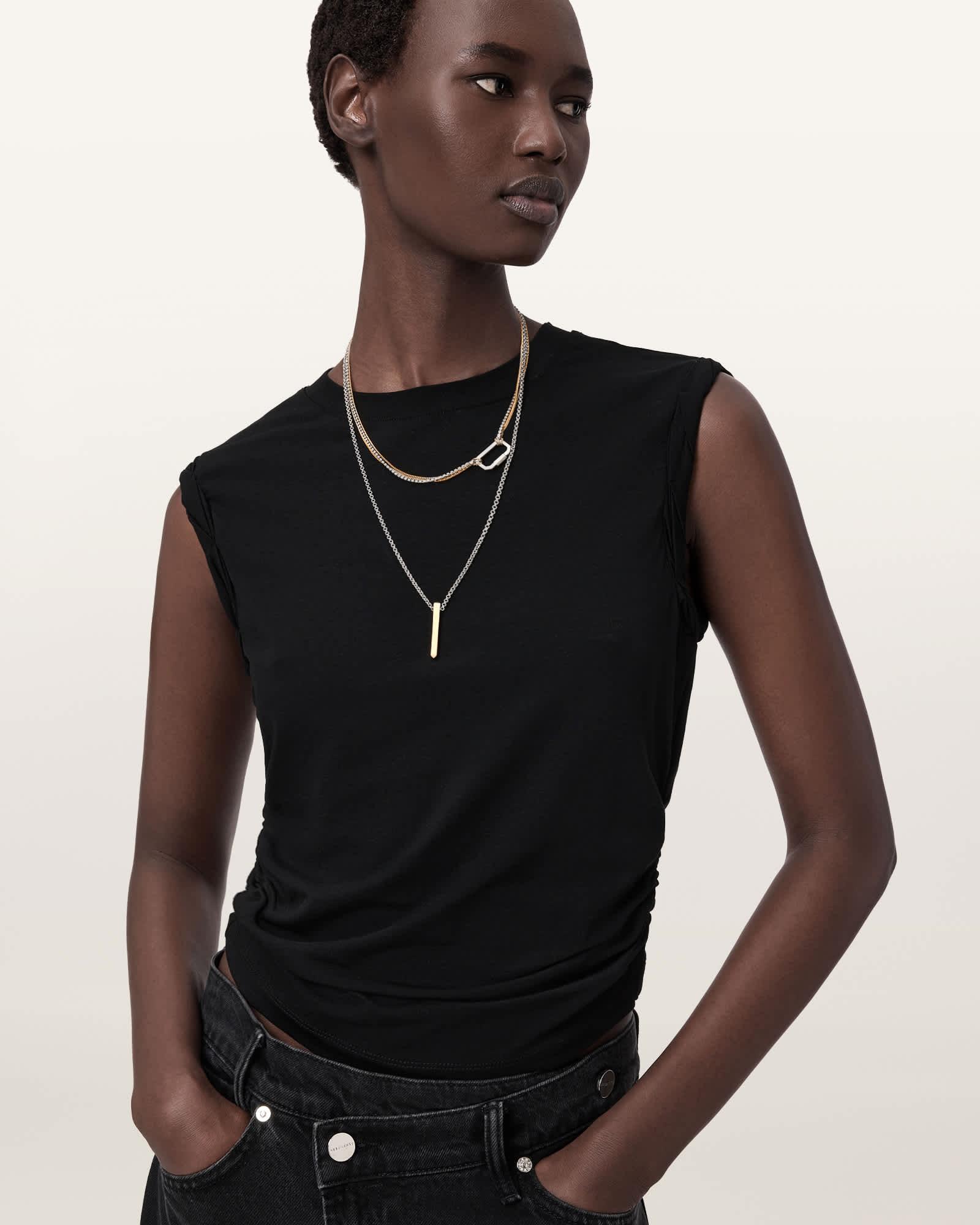 Lia Chunky Necklace WARM SILVER | ALLSAINTS US Product Image