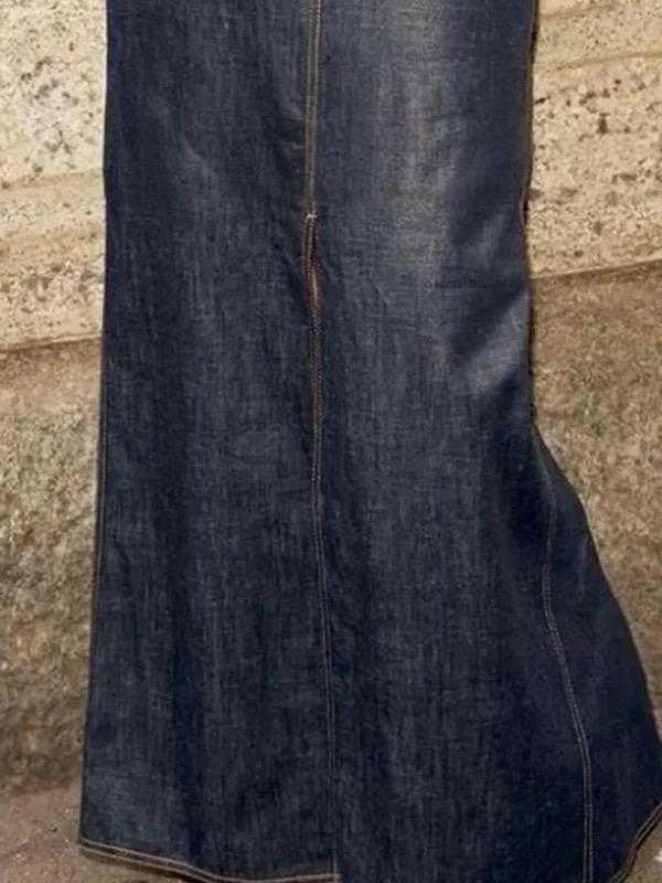 Column No Belt Solid Color Zipper Skirts Bottoms Product Image