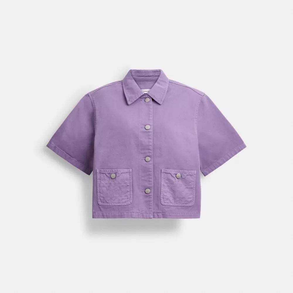 Denim Short Sleeve Top Product Image