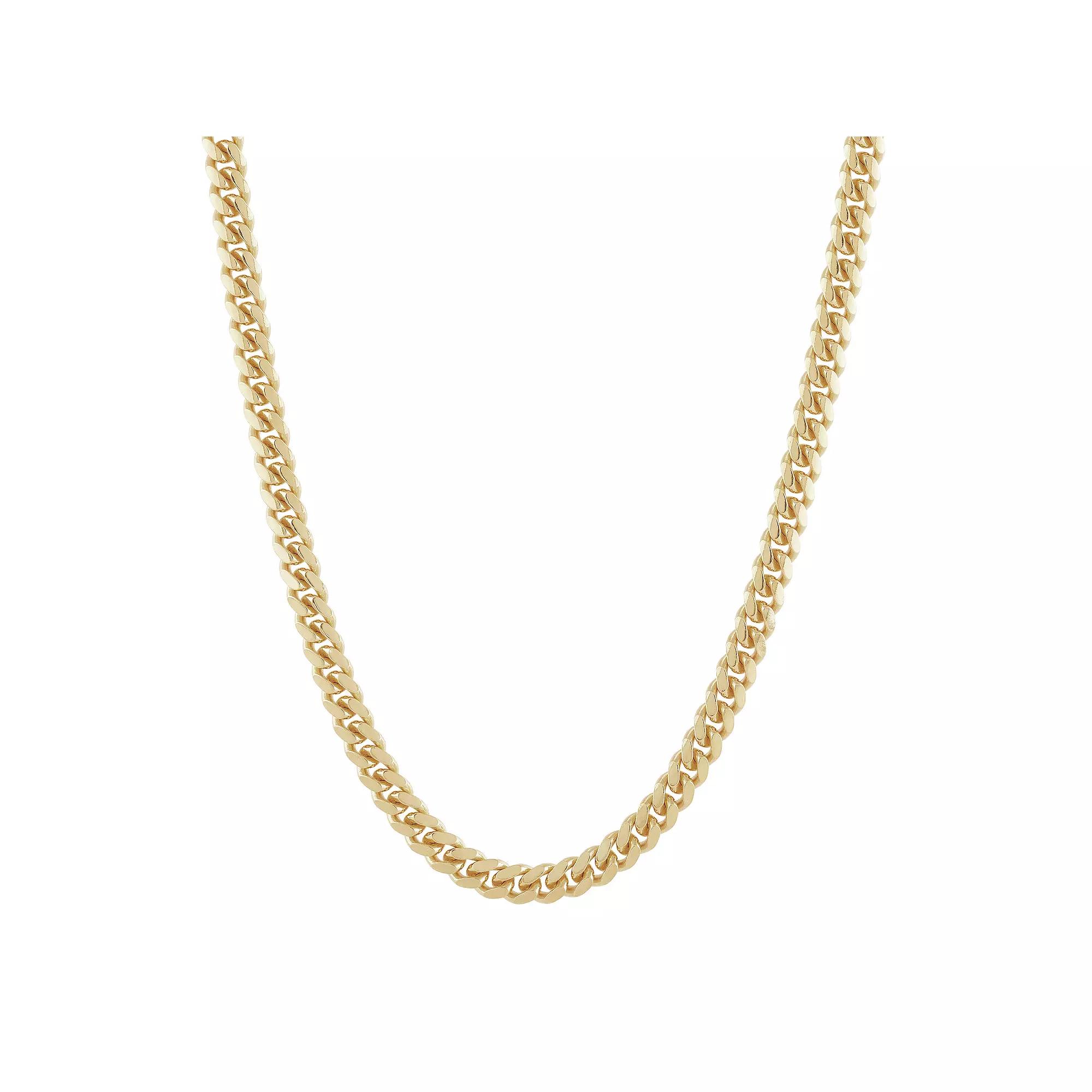 Everlasting Silver Gold Over Silver Solid Cuban Chain Necklace, Women's, Size: 22", Gold Tone Product Image