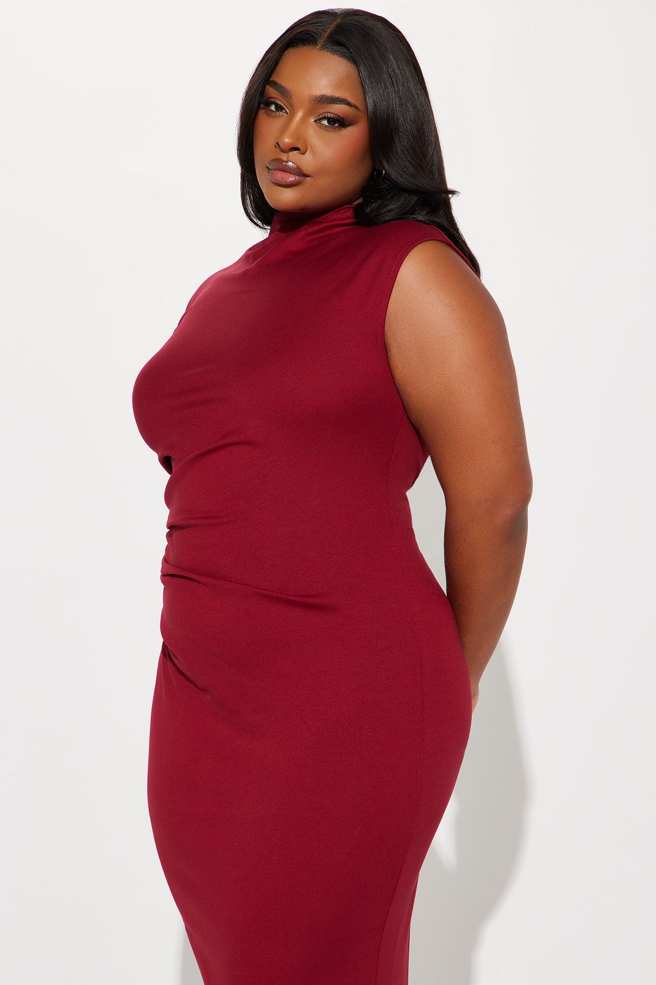 Stella Ponte Maxi Dress - DarkRed Product Image