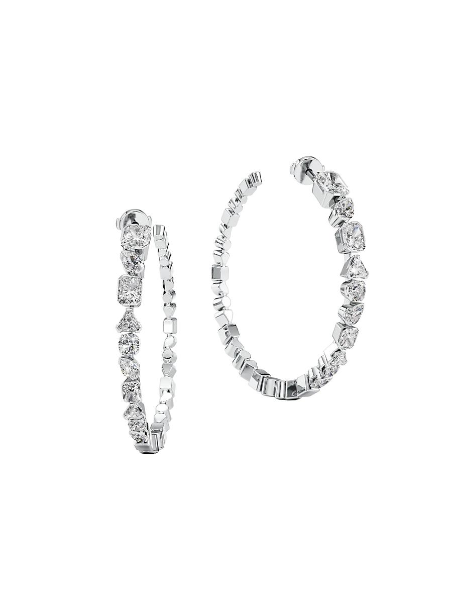 Womens Meta 18K White Gold & 3.90 TCW Lab-Grown Diamond Hoop Earrings Product Image