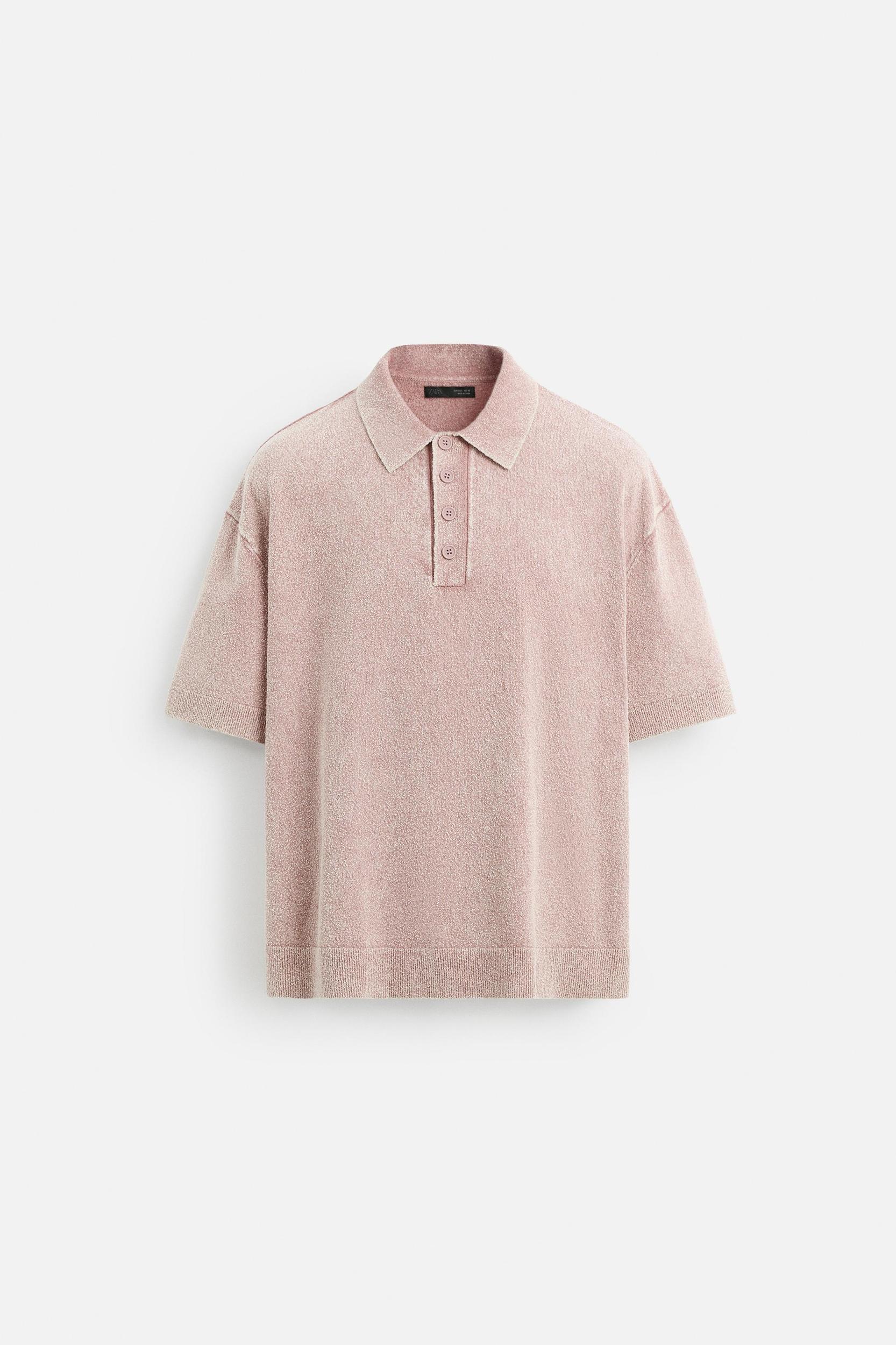 WASHED BOUCLÉ KNIT POLO SHIRT Product Image