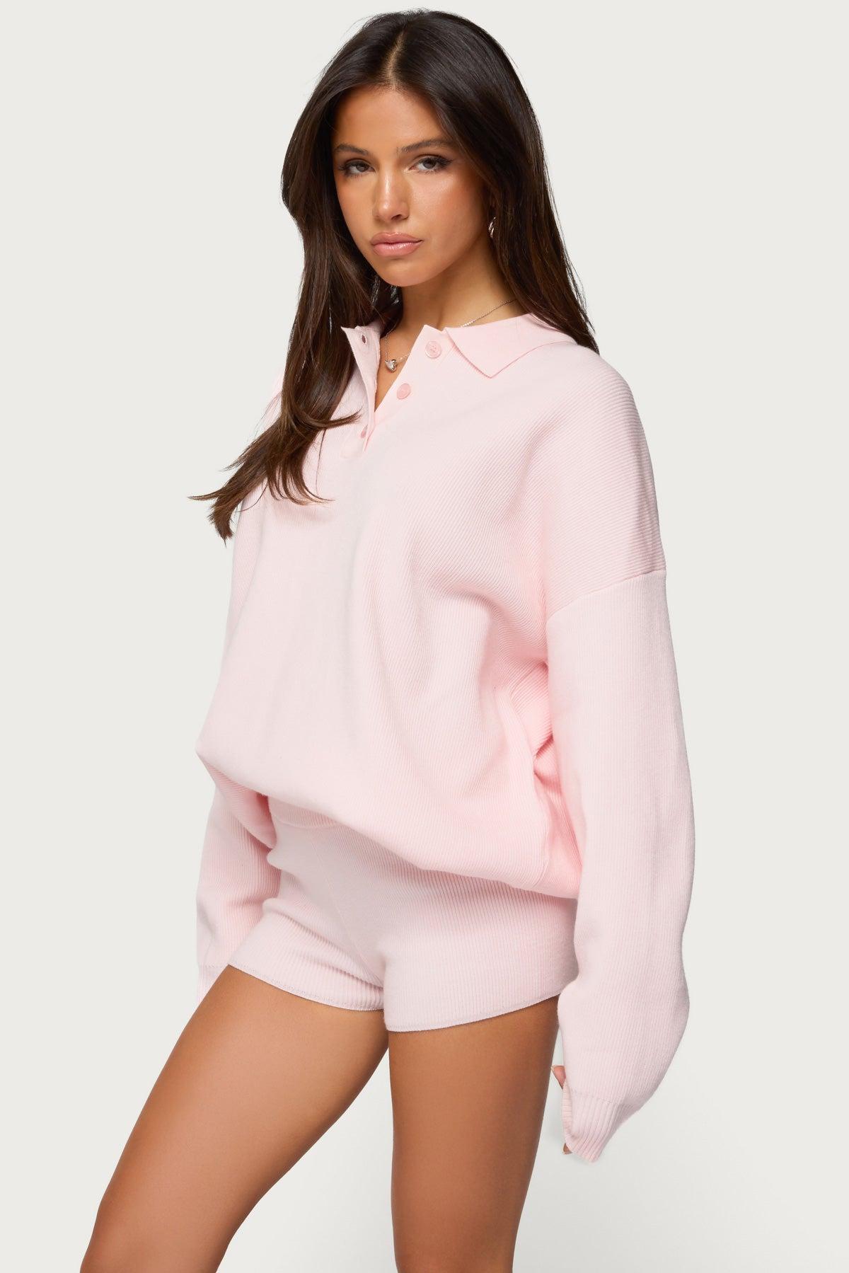 Lorie Oversized Knit Polo Sweater Product Image
