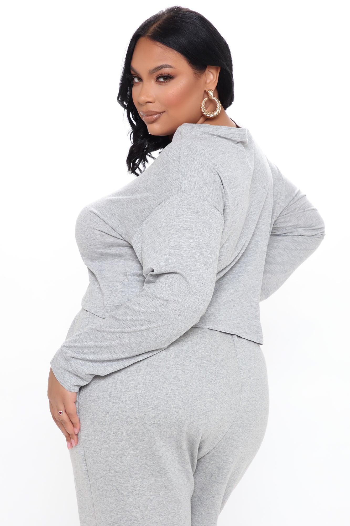 Leslie Long Sleeve Cropped Tee - Heather Grey Product Image