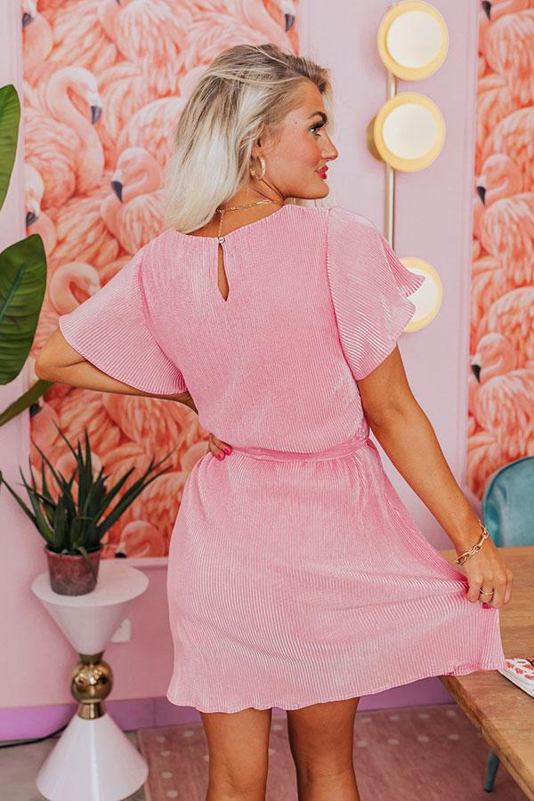 Flight Miles Pleated Dress In Pink Product Image