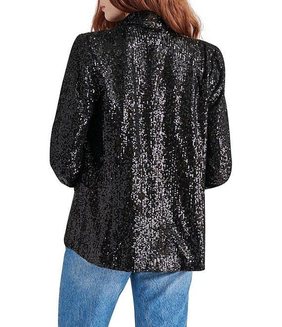 Steve Madden Payton Sequin Notch Lapel Long Sleeve Blazer Product Image