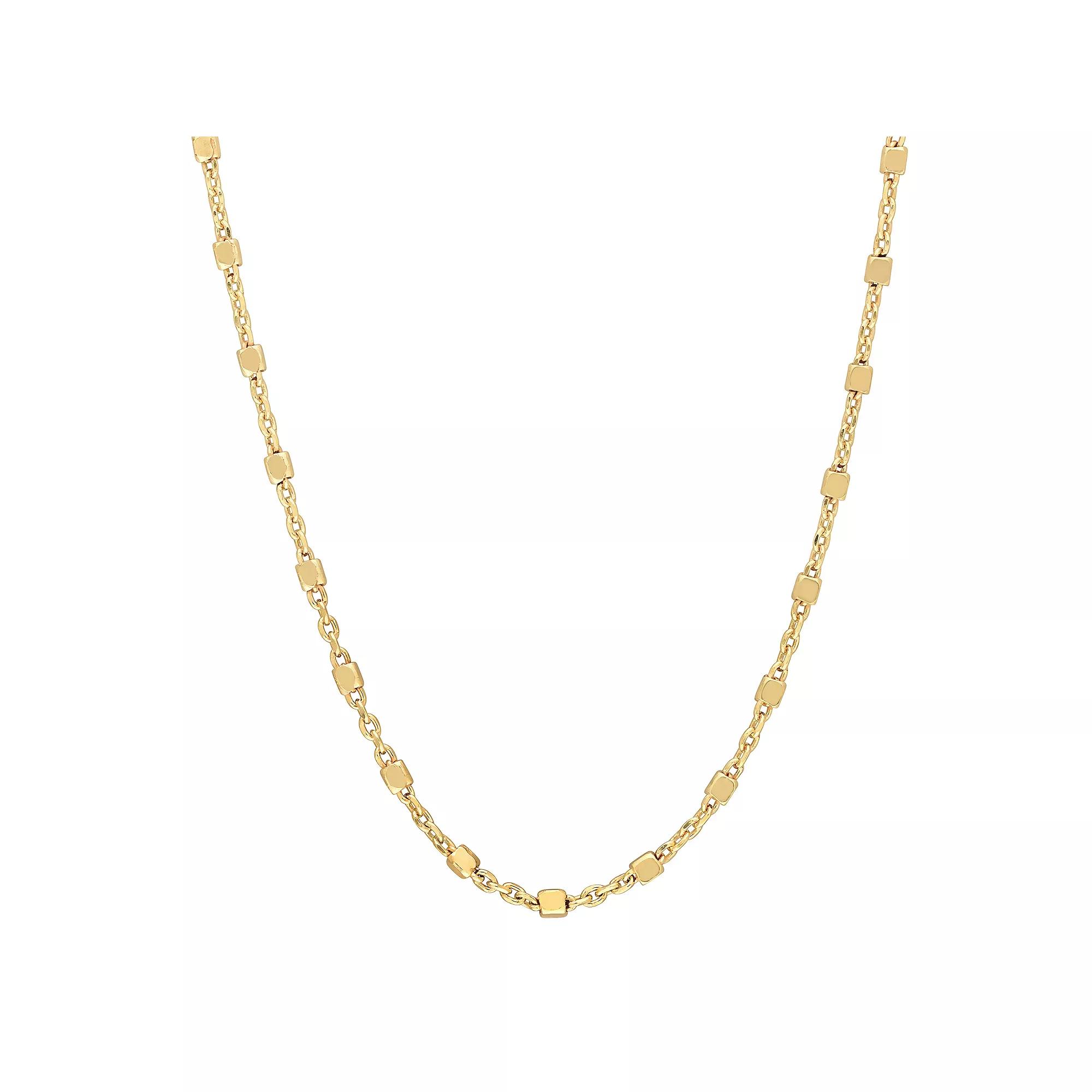 Stella Grace Sterling Silver Bead Chain Necklace, Womens 18k Gold Plated Product Image