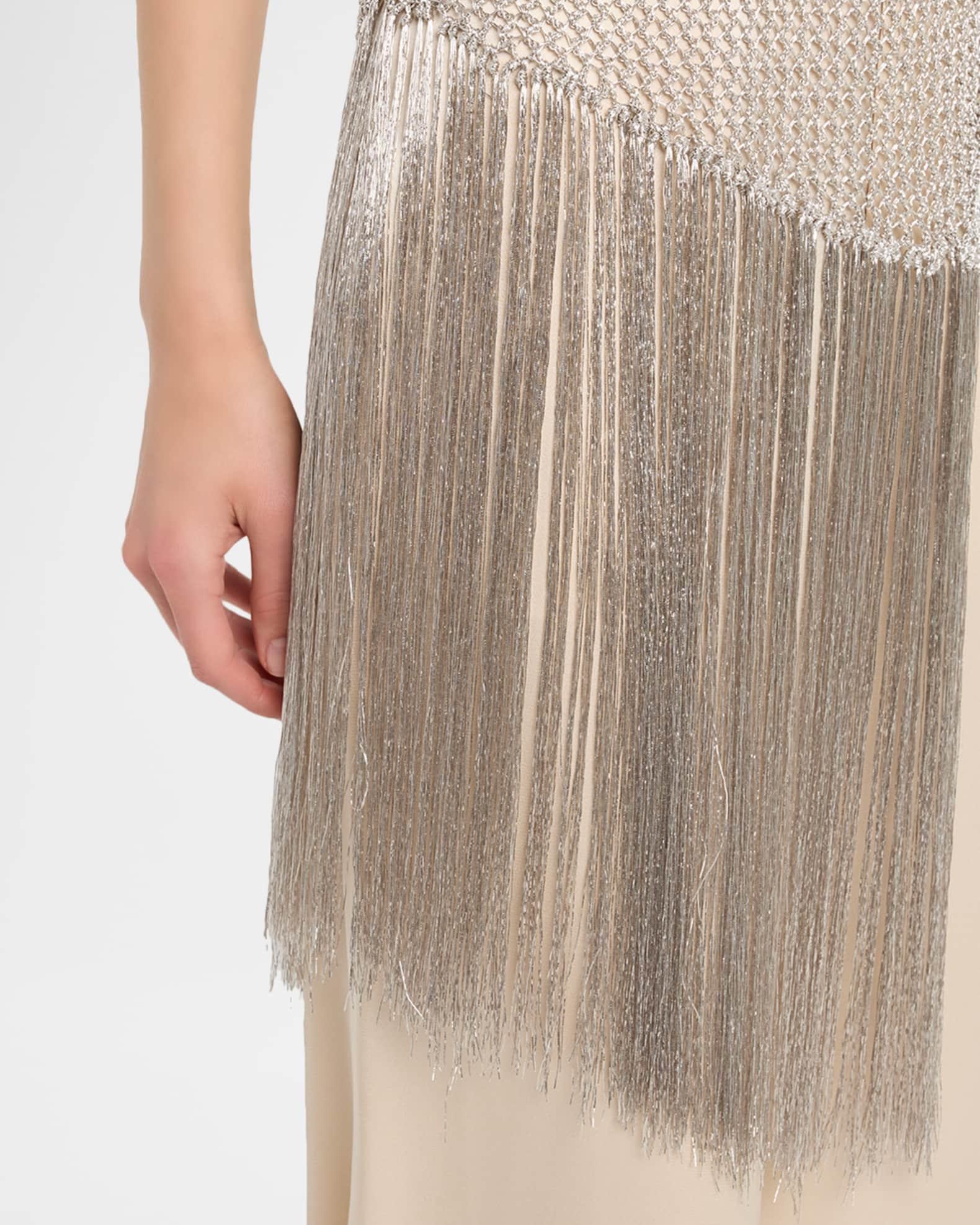 Asymmetric Metallic Net Fringe Top Product Image