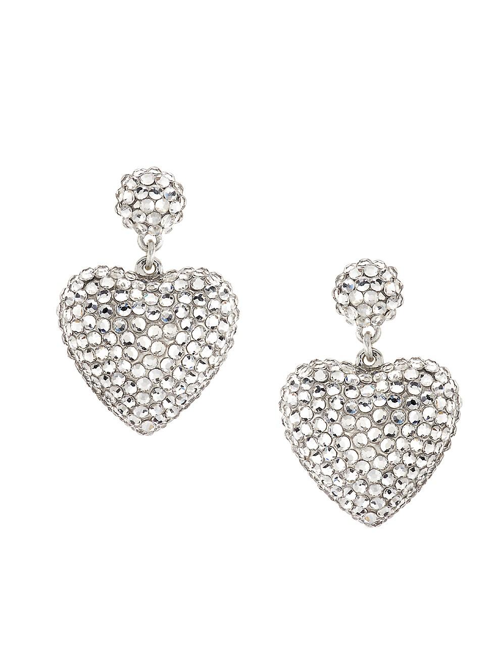 Womens Heart & Soul Silvertone & Cubic Zirconia Heart Drop Earrings Product Image